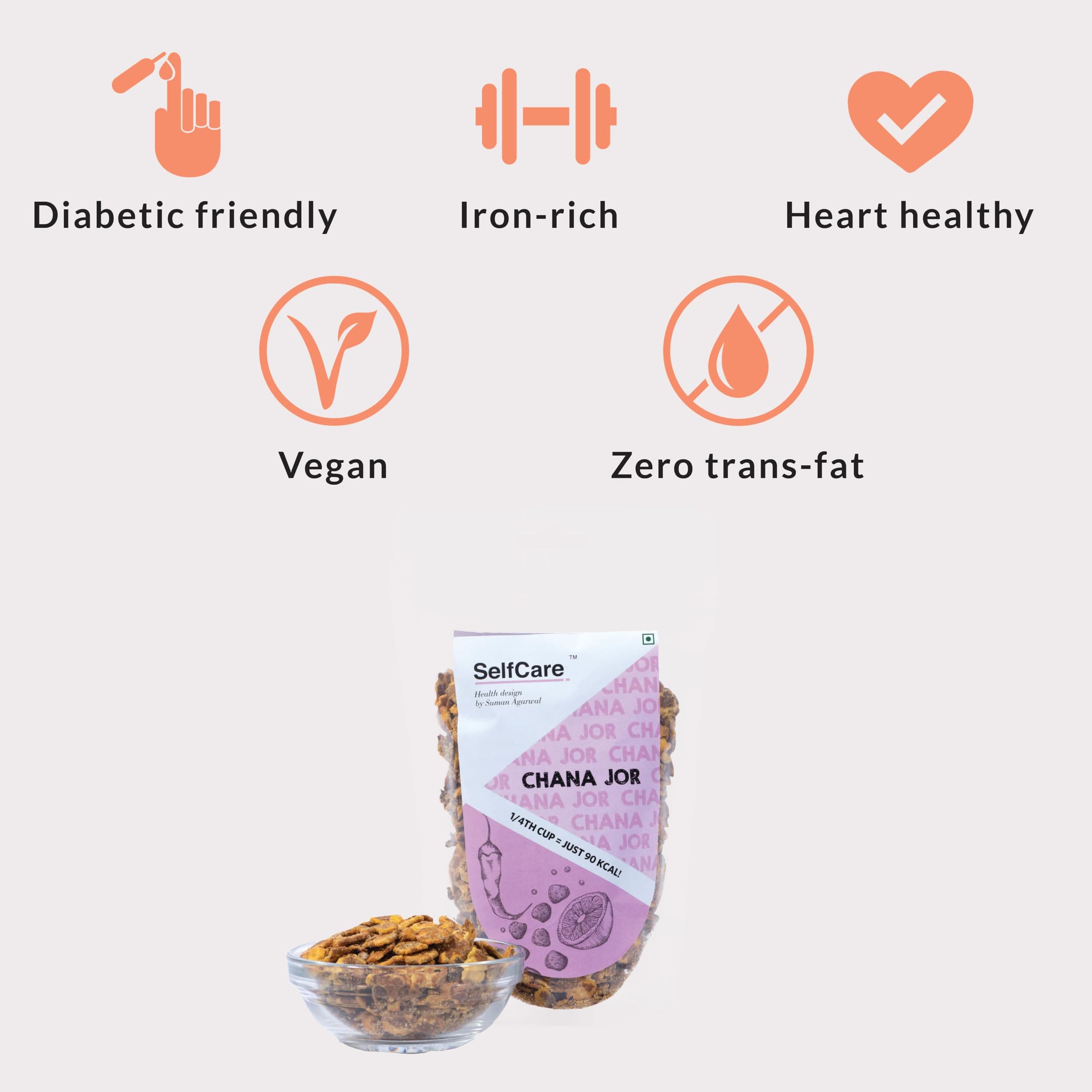 SelfCare By Suman Agarwal Chana Jor Pack of 1 200g | Roasted - No Added Sugar - Vegan | Snacks - Namkeen - Grocery | Spicy Crunchy & Chatpata - Tae time Snakcing | Jain & Travel Friendly — image 3