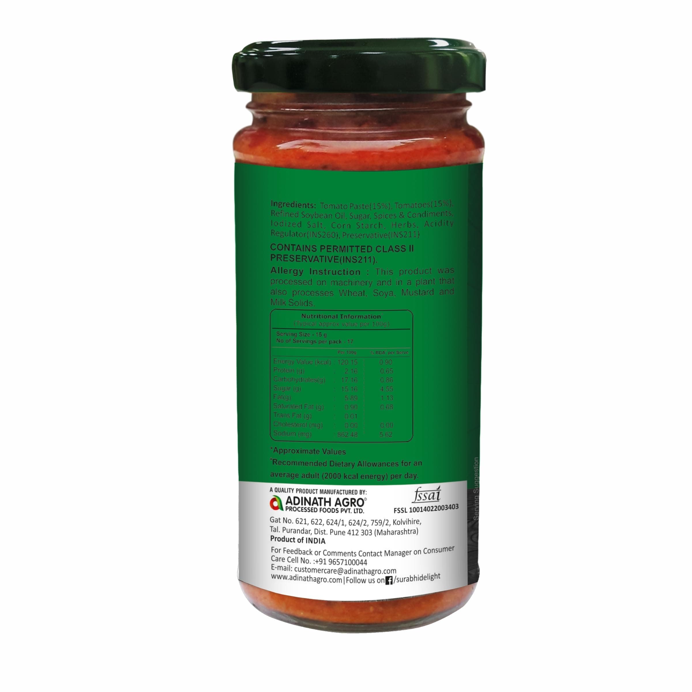 Surabhi Jain Pizza Pasta Sauce 250g Glass Bottle | Pack of 1 | No Onion No Garlic — image 5