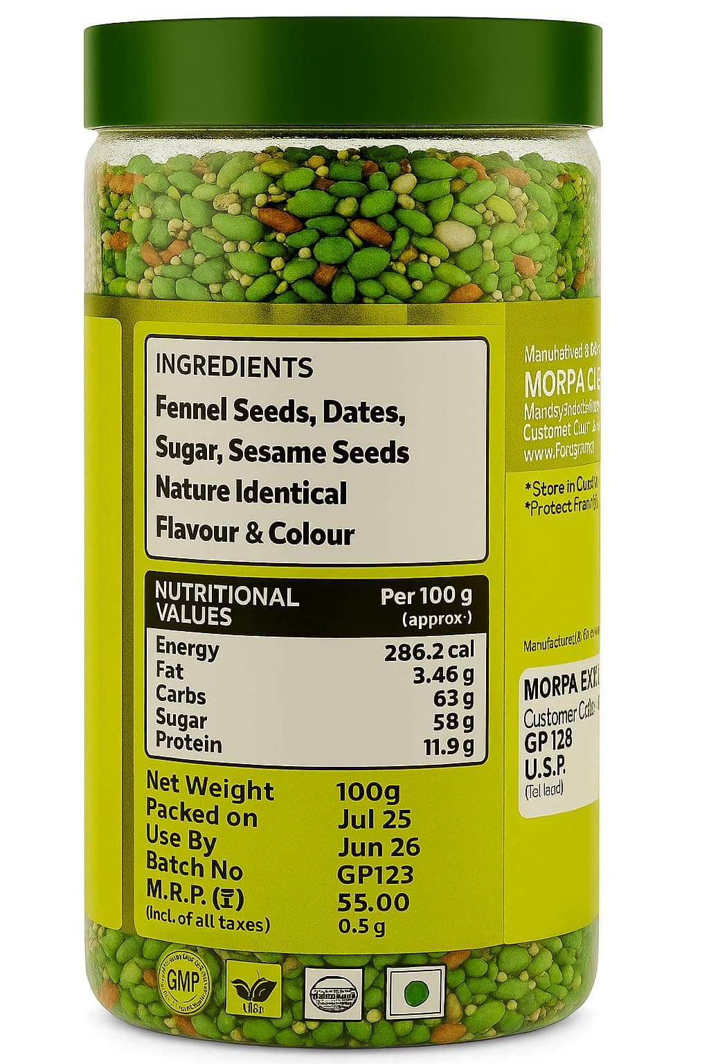 Morpa Garden Mix Mouth Freshener, Refreshing Herbal Mukhwas, Sweet & Tangy Digestive After-Meal Treat, 100% Veg Jain Special, Natural Breath Freshener, 200g Reusable Jar Pack — image 3