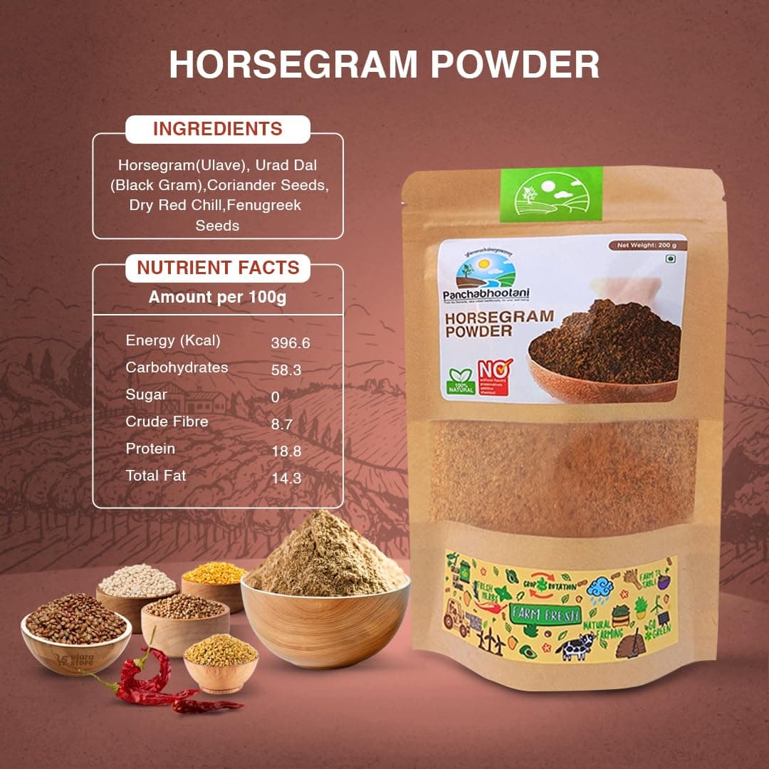 Panchabhootani Horsegram Chutney Powder 500g: Instant Use, Dip or Sprinkle, No Added Colour & Preservatives, Naturally grown Horsegram, Traditional Recipe, Rich in Nutrients, Diabetic & Heart Friendly — image 3