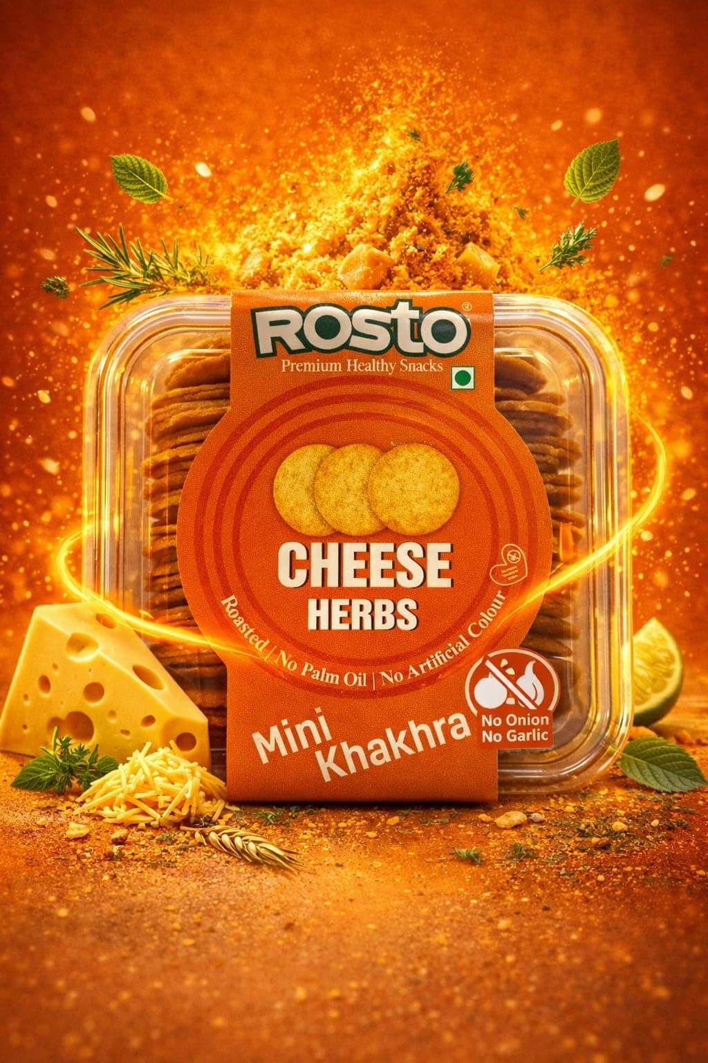 Rosto Cheese Mini Coin Khakhra, Roasted, No Palm Oil, No Artificial Colour, No Onion No Garlic, 200g (Pack of 2) Total 400g — image 2