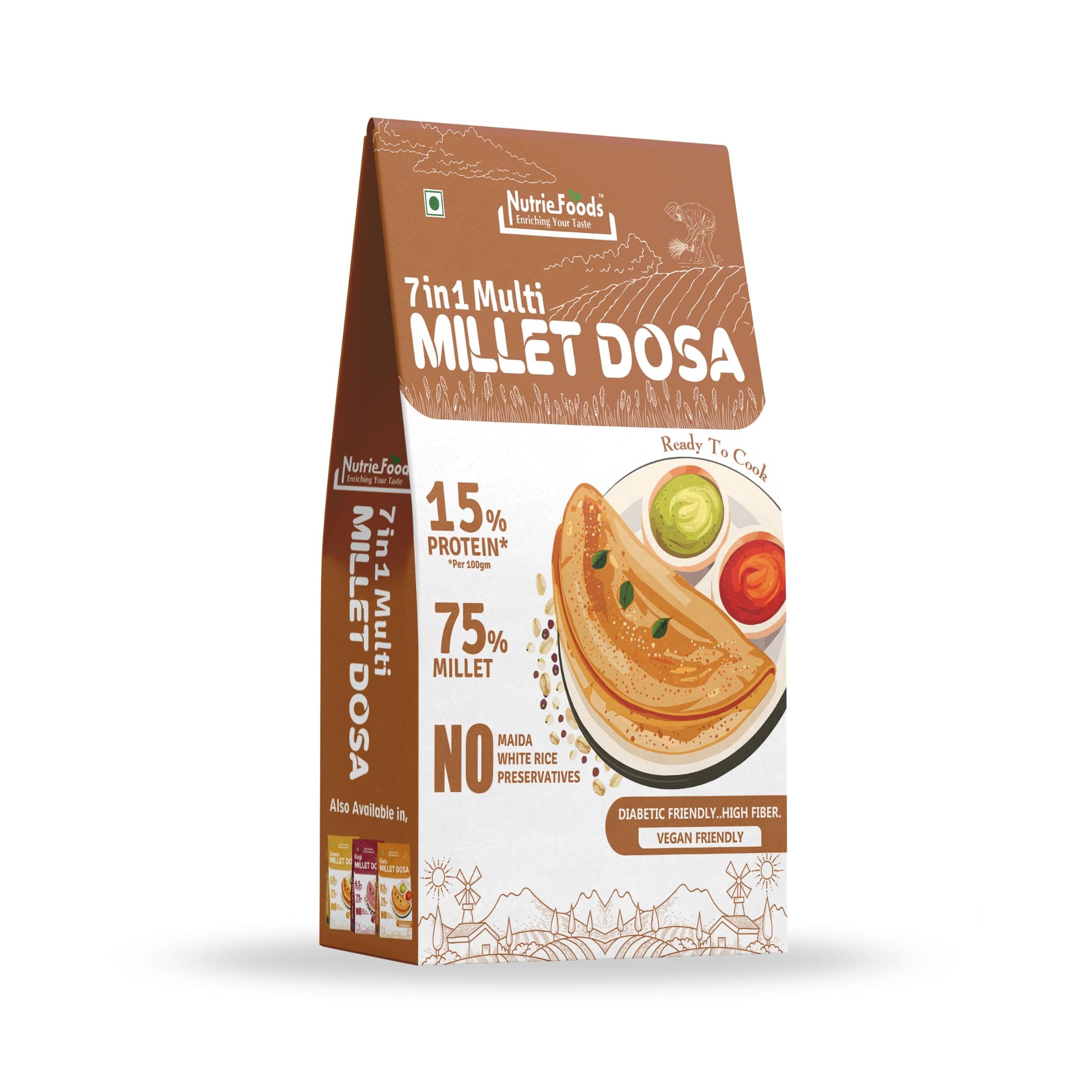 Nutriefoods Instant Millet Dosa Premix, 0% Maida, 0% Besan, Made with Millets, Kid Friendly, High in Protein (7 in 1 Millet Dosa, 400, gram) — image 2