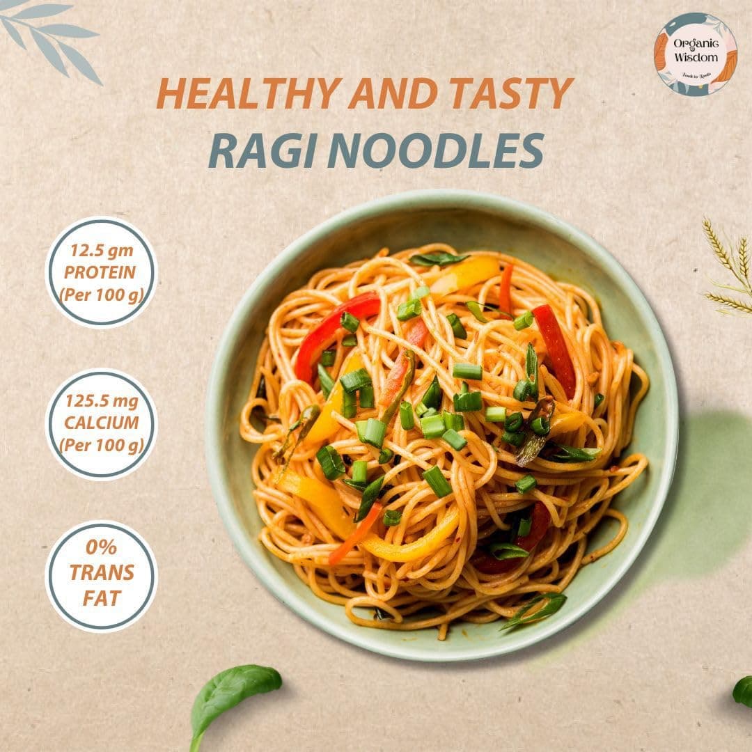 Organic Wisdom Ragi Noodles (Finger Millet) | Healthy Millet Noodles, Pack of 2 – 192g Each | No Maida, Not Fried, Sun Dried | No MSG, No Junk | High Calcium, Iron & Protein | Tastemaker Inside — image 3
