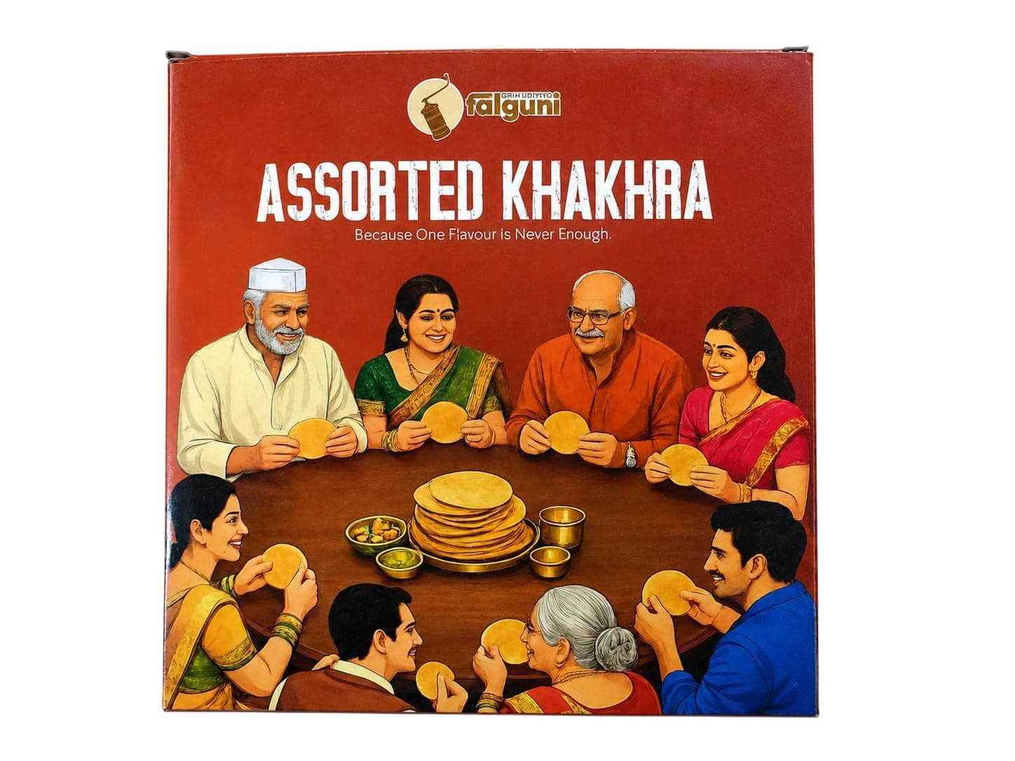 Falguni Gruh Udhyog (FGU) Jain Assorted Khakhra Combo | Crispy Roasted Whole Wheat Gujarati Snacks | No Onion No Garlic Ready-to-Eat Tea Time Snack Combo | Healthy & Crunchy | 500g