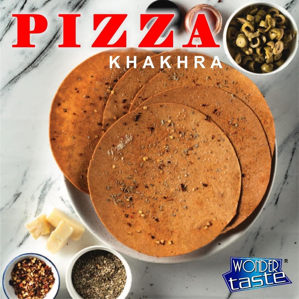 WONDER TASTE Pizza Khakhra Pack Of 4 (Each 200g) | No Maida | No Vegetable Oil | Just add Cheese and Vegetables to get Pizza Ready | Healthy Yummy & Crispy Bites for Kids | — image 6
