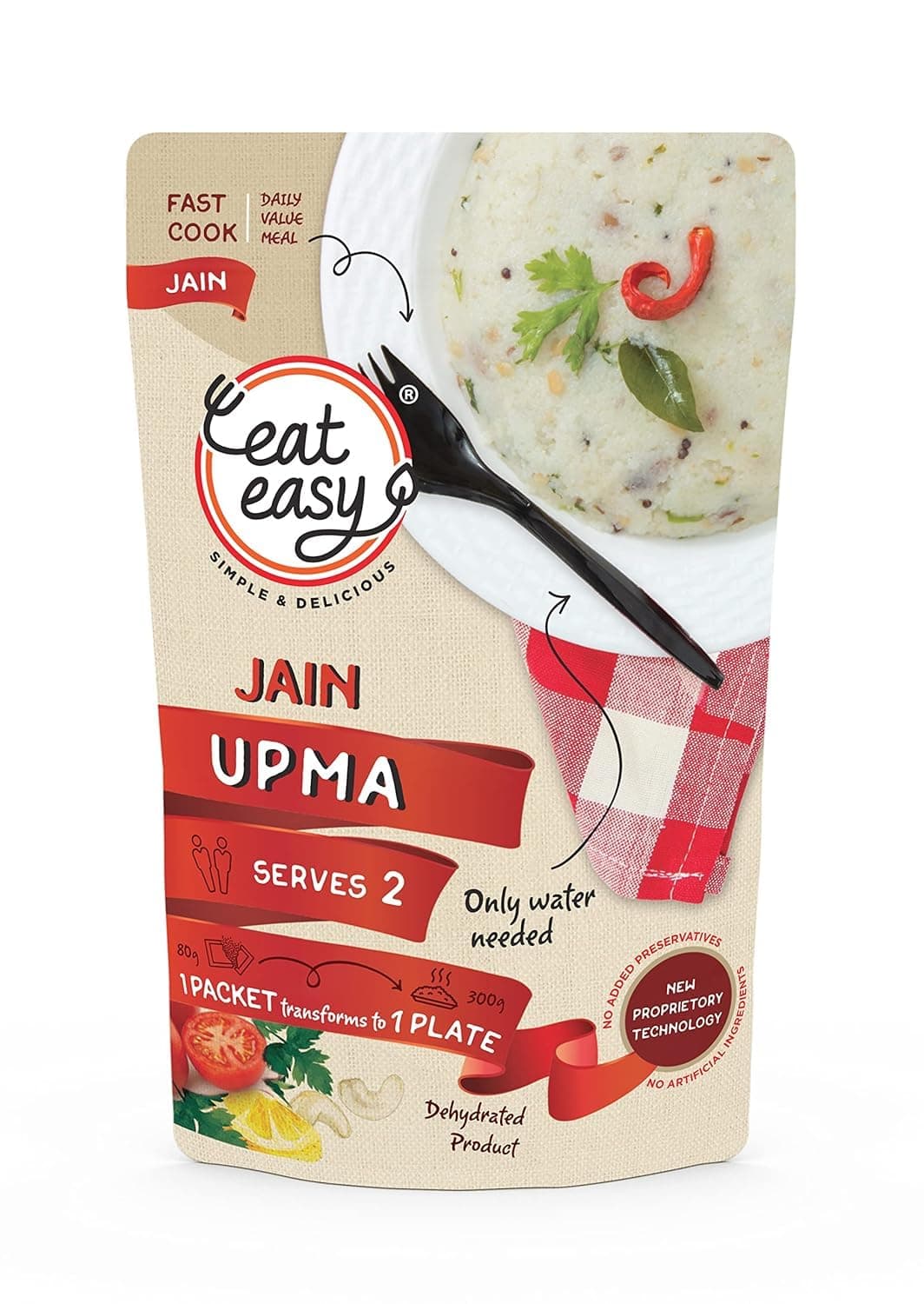 Eat Easy Jain Breakfast Combo - Ready to Eat Instant Breakfast | (4 travel packs-2 poha 2 upma) | No Onion No Garlic | Just Heat And Eat | Instant Jain Food for Travel, Hostel, Trekking, Camping, Hiking — image 6
