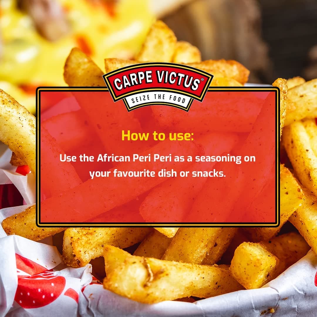 Carpe Victus No Onion No Garlic Jain Peri Peri Masala Powder, Instant Spice Mix for French Fries, Pizza, Pasta, Popcorn, Chips, Authentic African Piri Piri Seasoning or Fine Taste & Quality, 100gms — image 3