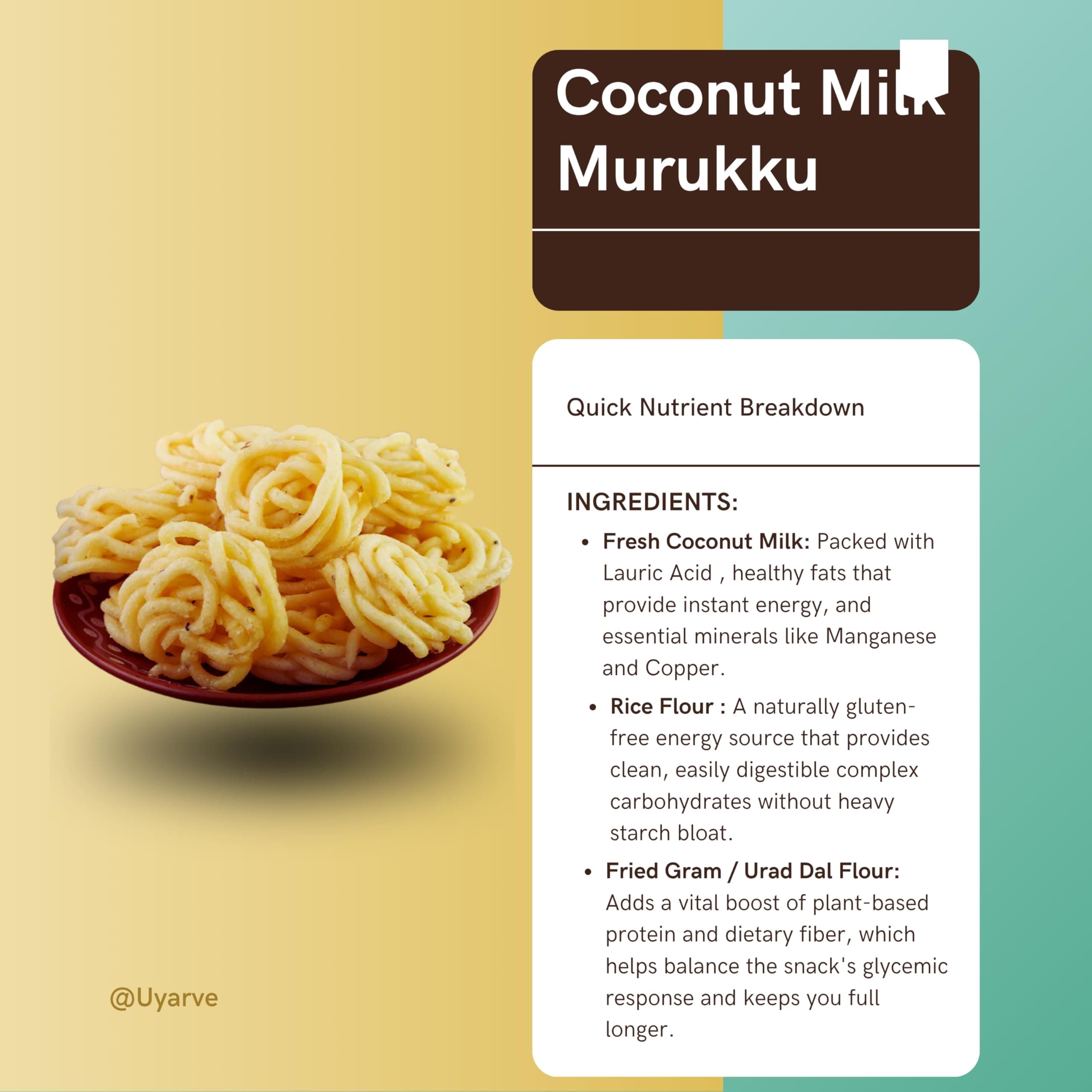 Uyarve Authentic Coconut Milk Murukku (200g) | Premium Thengai Paal Murukku | Crispy Traditional South Indian Snack | Gluten Free Rice Savoury | No Artificial Preservatives — image 4