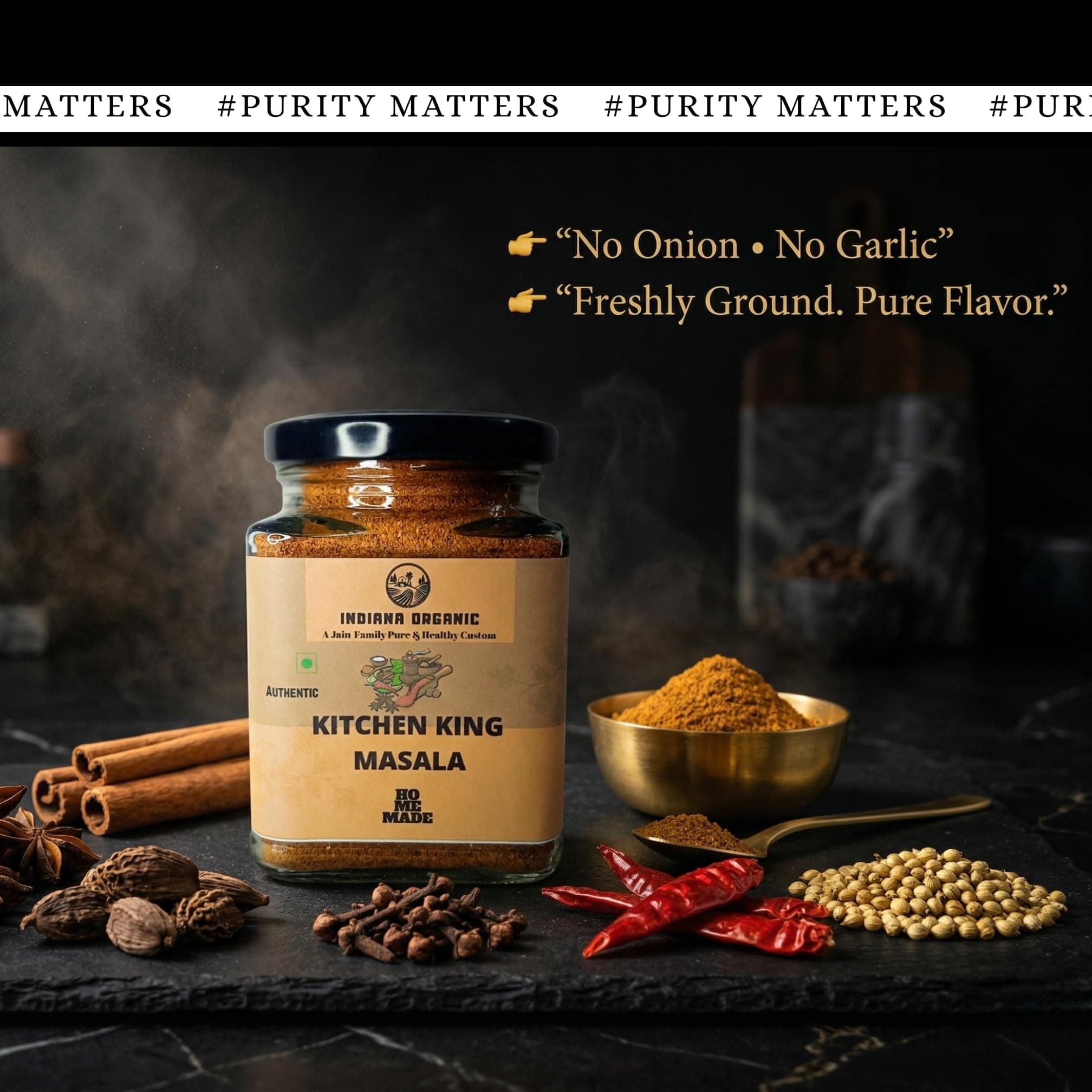 Indiana Organic Kitchen King Masala (150g) | Pure Jain Masala - No Onion, No Garlic | Natural, Freshly Ground All-Purpose 23 Spices Blend | Authentic Homemade Taste | Gluten-Free & Vegan — image 7