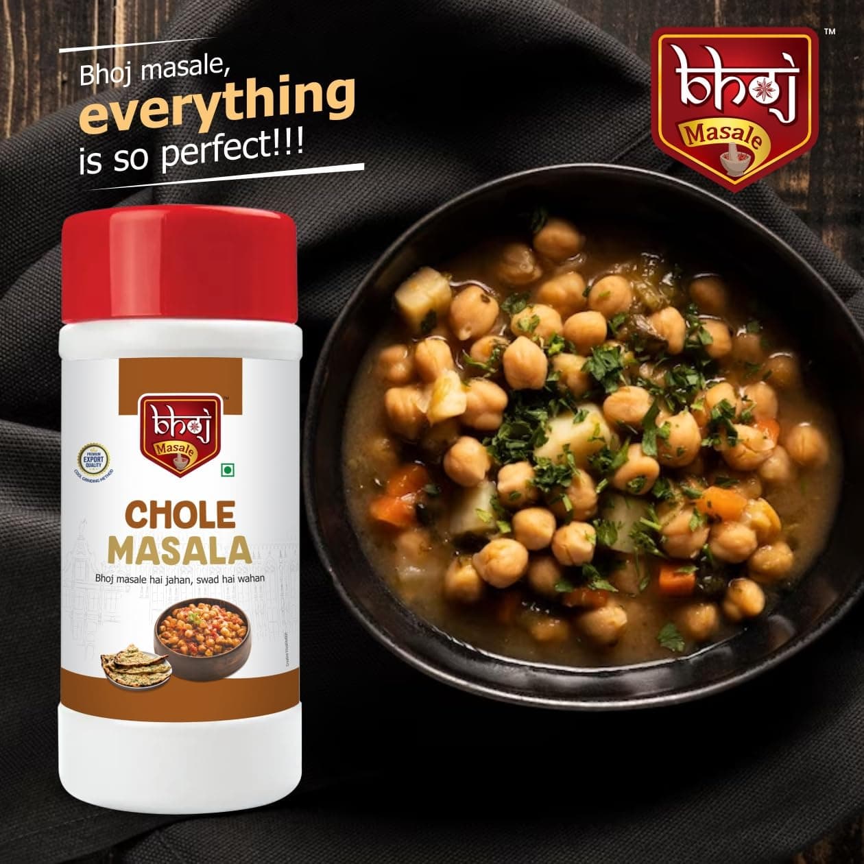 Bhoj Masale Chole Masala 450GM | Blended Spice With Natural Oils for Authentic Taste and Colour | For Healthy Delicious & Flavourful Cooking. No colour, no preservatives, no onion and no garlic ( Jain Masala ) — image 4