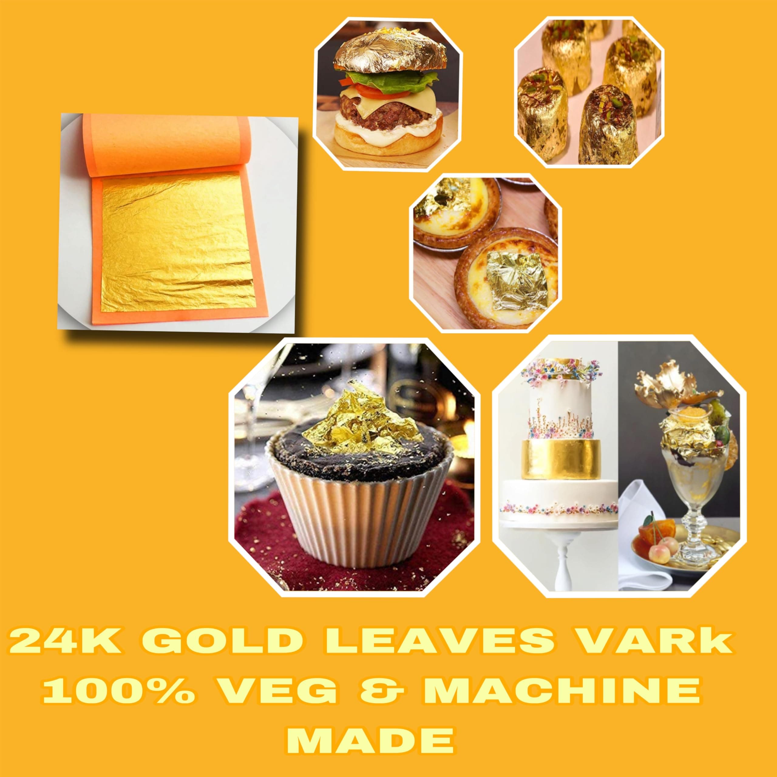 Gold Leaf 24K Edible Pure Veg Gold Leaves 6×4 inch Jambo Size 1Pc Gold Varakh for Sweets, Cake Decoration, Ice Cream, Serums, Ayurveda Medicine, Royals Foods, Jain Temple, Face Facial Spa, Nails, Etc — image 2