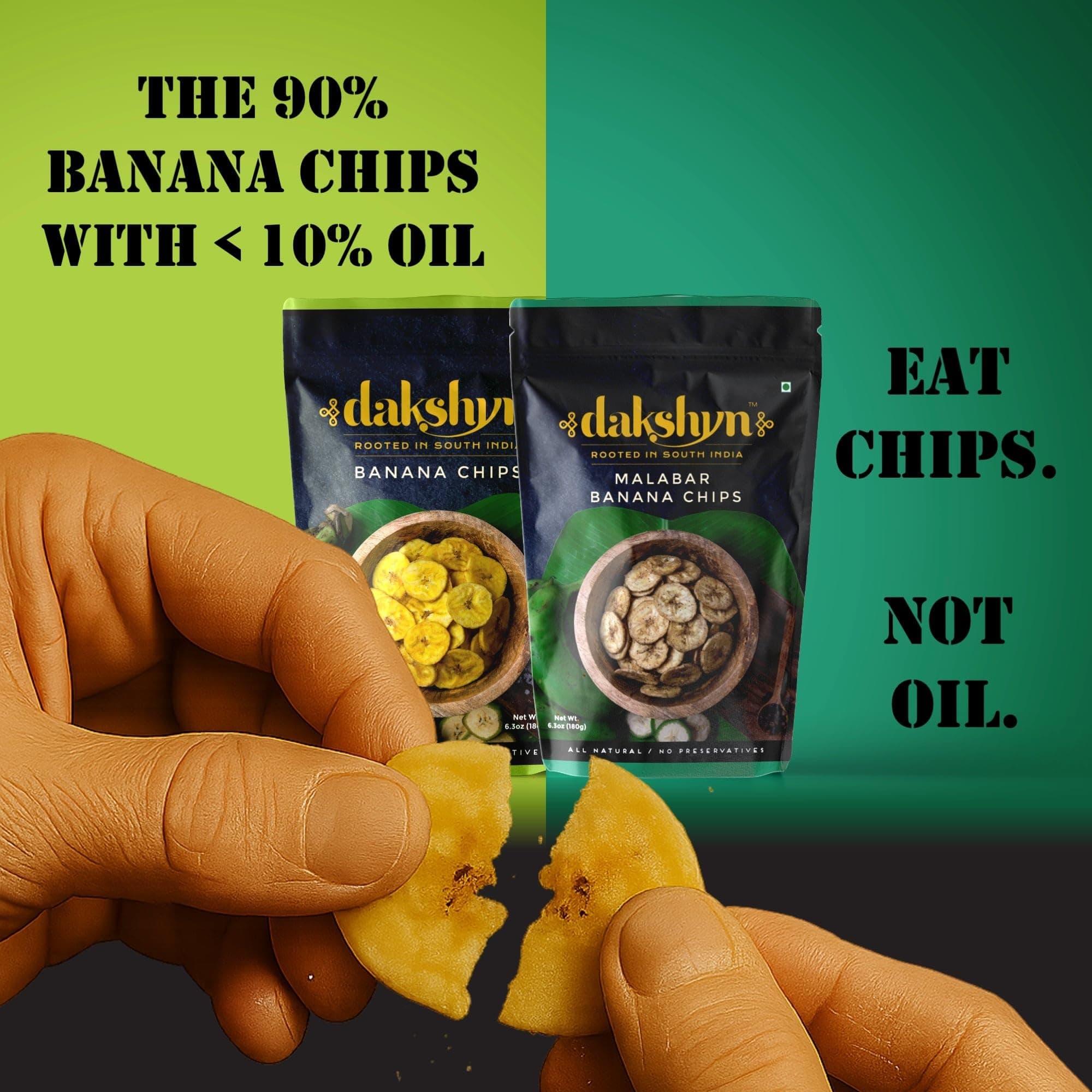 Dakshyn Malabar Salt n Pepper Banana Wafer Chips with Rock Salt (200g x Pack of 2) | Jain Snacks For Fasting Upvas | Oil Free Snacks | Healthy, Gluten Free, Vegan, Plant Based | Falahari Snack — image 4