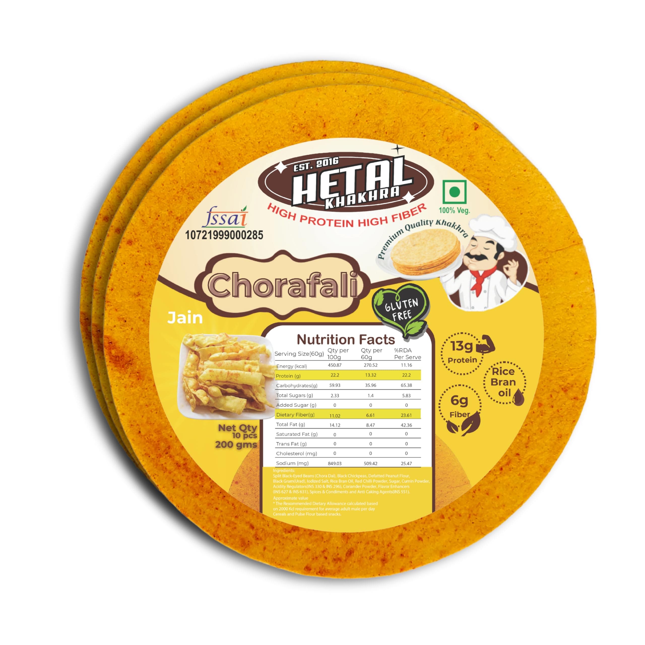 Chorafali Khakhra JAIN, Gluten Free, High Protein, Ready to Eat Snack, 200g, Pack of 2 — image 9
