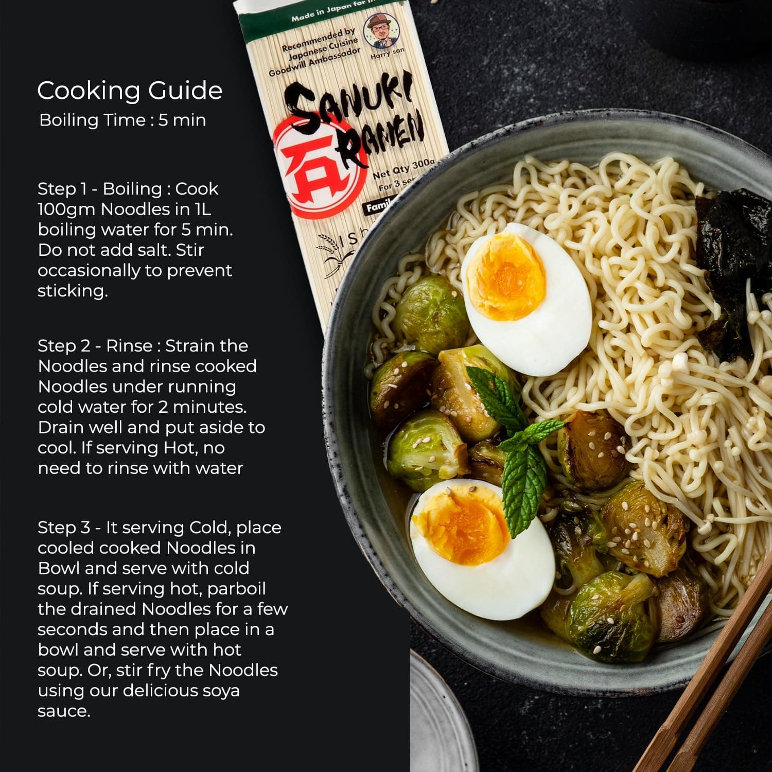 Ishimaru Premium Sanuki Ramen Noodles - 300g | Made in Japan | Highest Grade 100% Japanese Wheat | No Maida, No Preservatives, Not Fried but Dried, No MSG — image 6