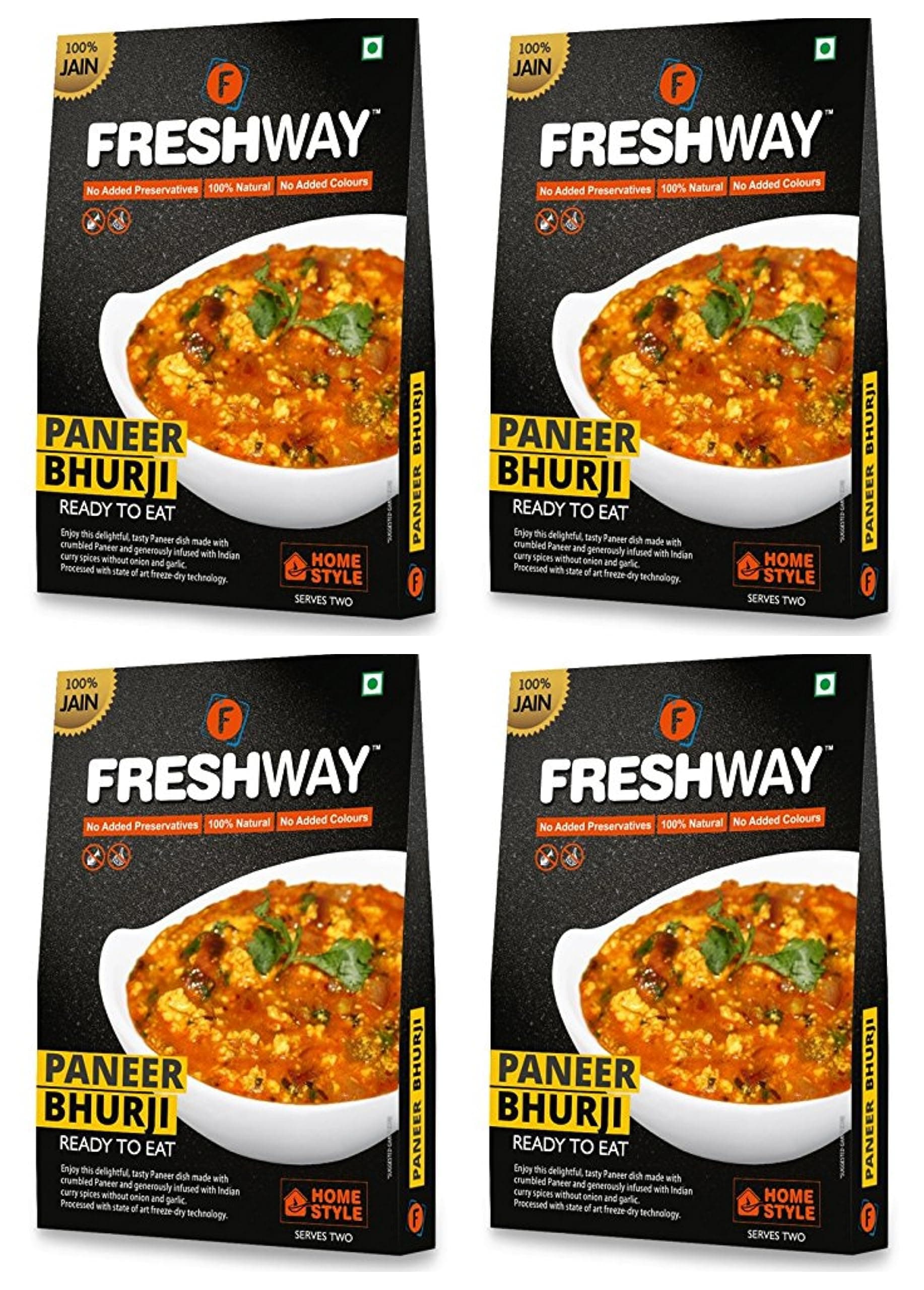 Freshway Ready to Eat Jain Combo Pav Bhaji & Paneer Bhurji Pack of 2 | Freeze Dried Instant Jain Meals | No Onion No Garlic | 100% Vegetarian | Quick, Healthy & Travel Friendly Indian Food — image 2