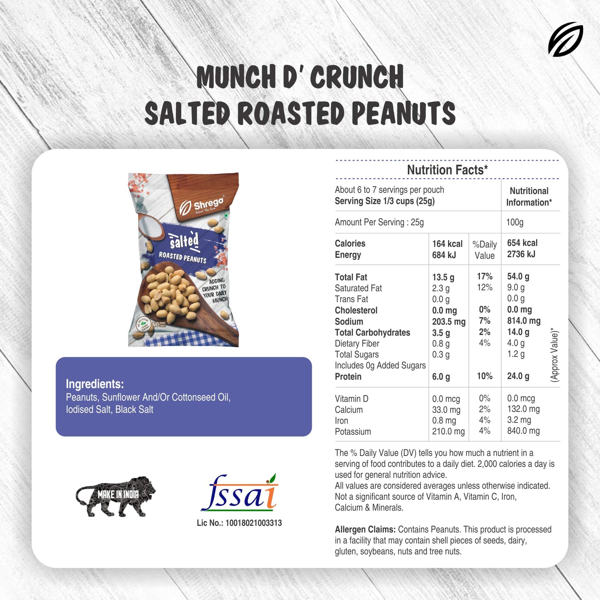 SHREGO Salted Roasted Peanuts 160G — image 2