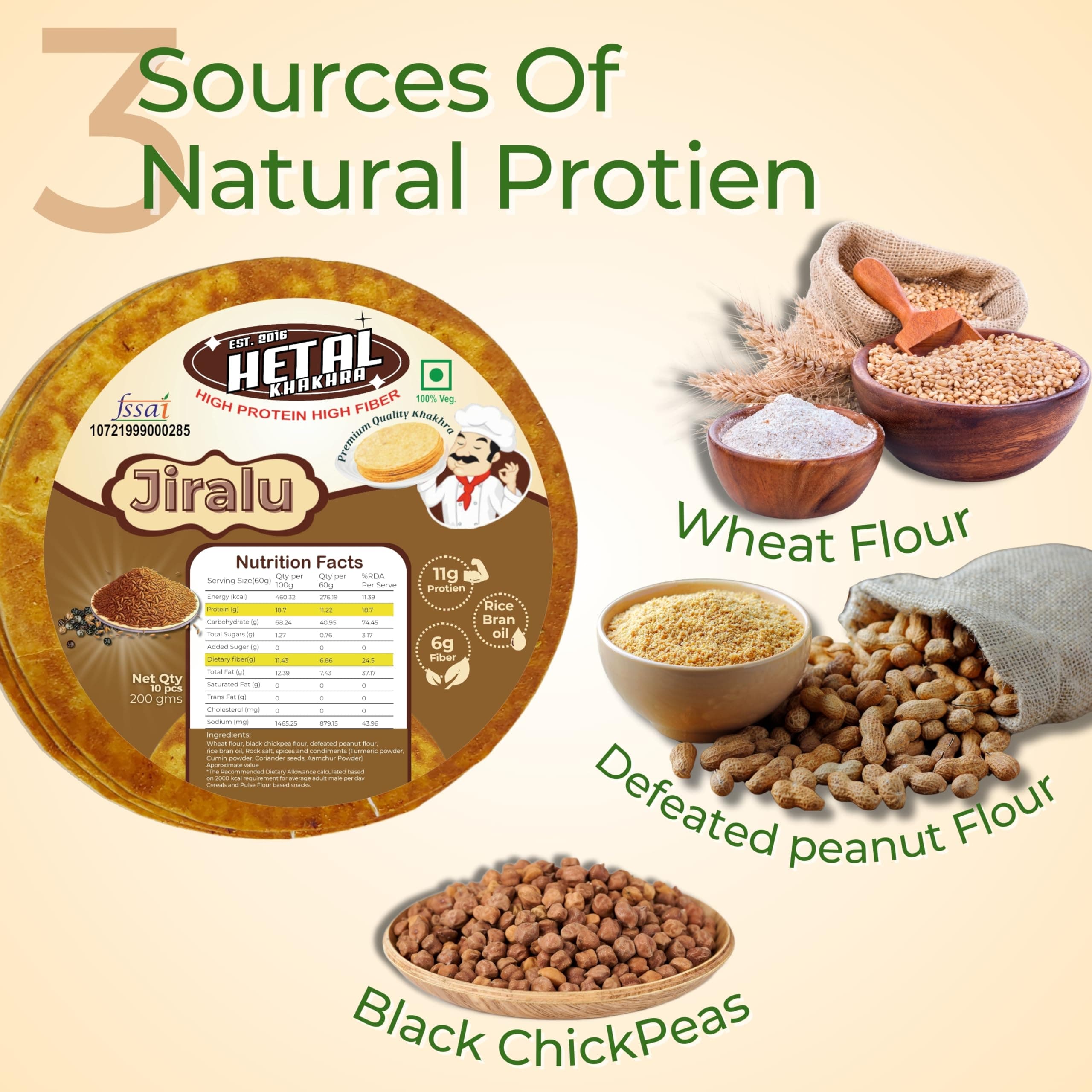 Jiralu Khakhra | JAIN | Crispy | Ready To Eat | High Protein High Fiber| No Palm Oil | 200g Vacuum Pack Of 2 — image 3