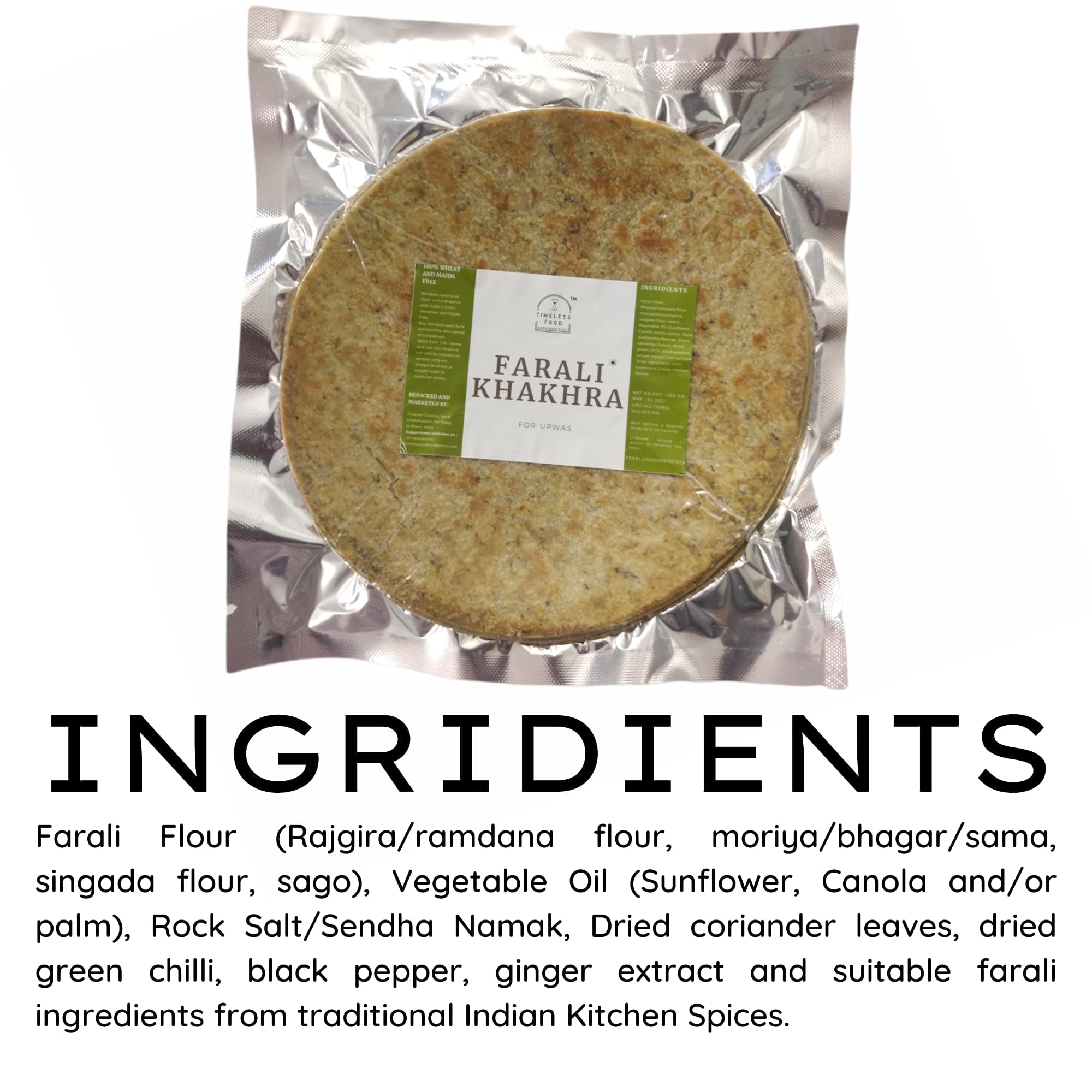 Timeless Food Farali Khakhra for Upwas & Vrat 400g | Wheatless Sahgar Khakhra for Fasting | Vacuum Pack | Healthy & Crunchy Snack — image 2