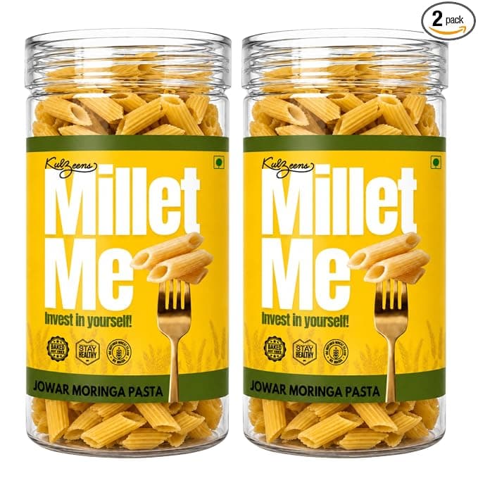 Millet Me by Kuizeens Jowar Moringa Pasta - 230g (Pack of2)| Gluten-Free & Nutrient-Rich | Rich In Protein | Easy-to-Make | Healthy Alternative for Wholesome Meals | Jain | No Onion & Garlic