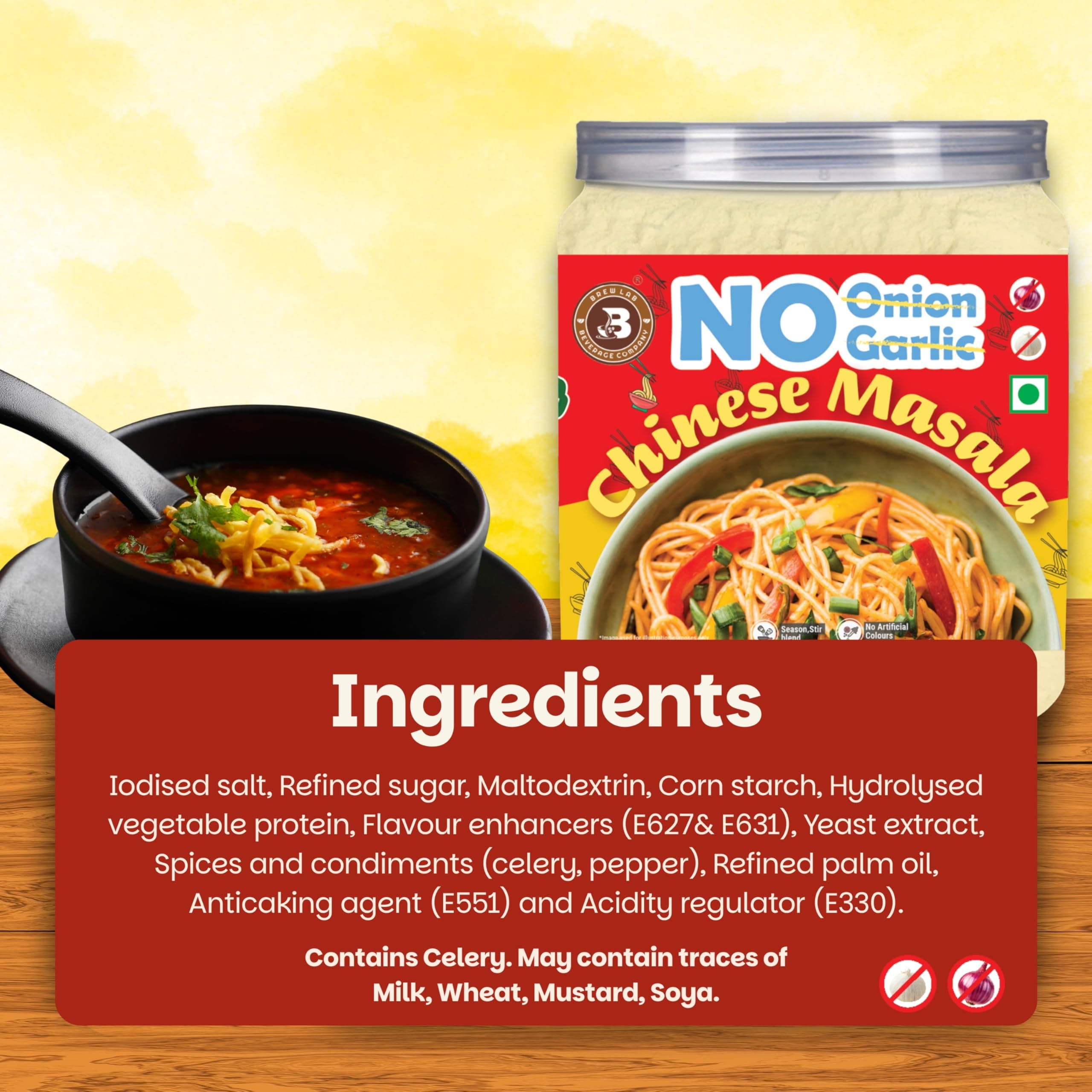 Brew Lab No Onion No Garlic Chinese Masala | Jain Chinese Spice Mix | Authentic Indo-Chinese Flavour | MSG Free | 100% Pure Spices | For Noodles, Fried Rice & Manchurian — image 6
