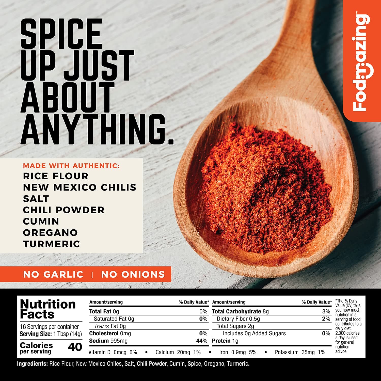 Fodmazing, Low Fodmap Spice Mix, Chili Spice Mix, No Onion, No Garlic, IBS Friendly, Non GMO, Gluten Free, Great for Food and Snacks (16 Servings) — image 2
