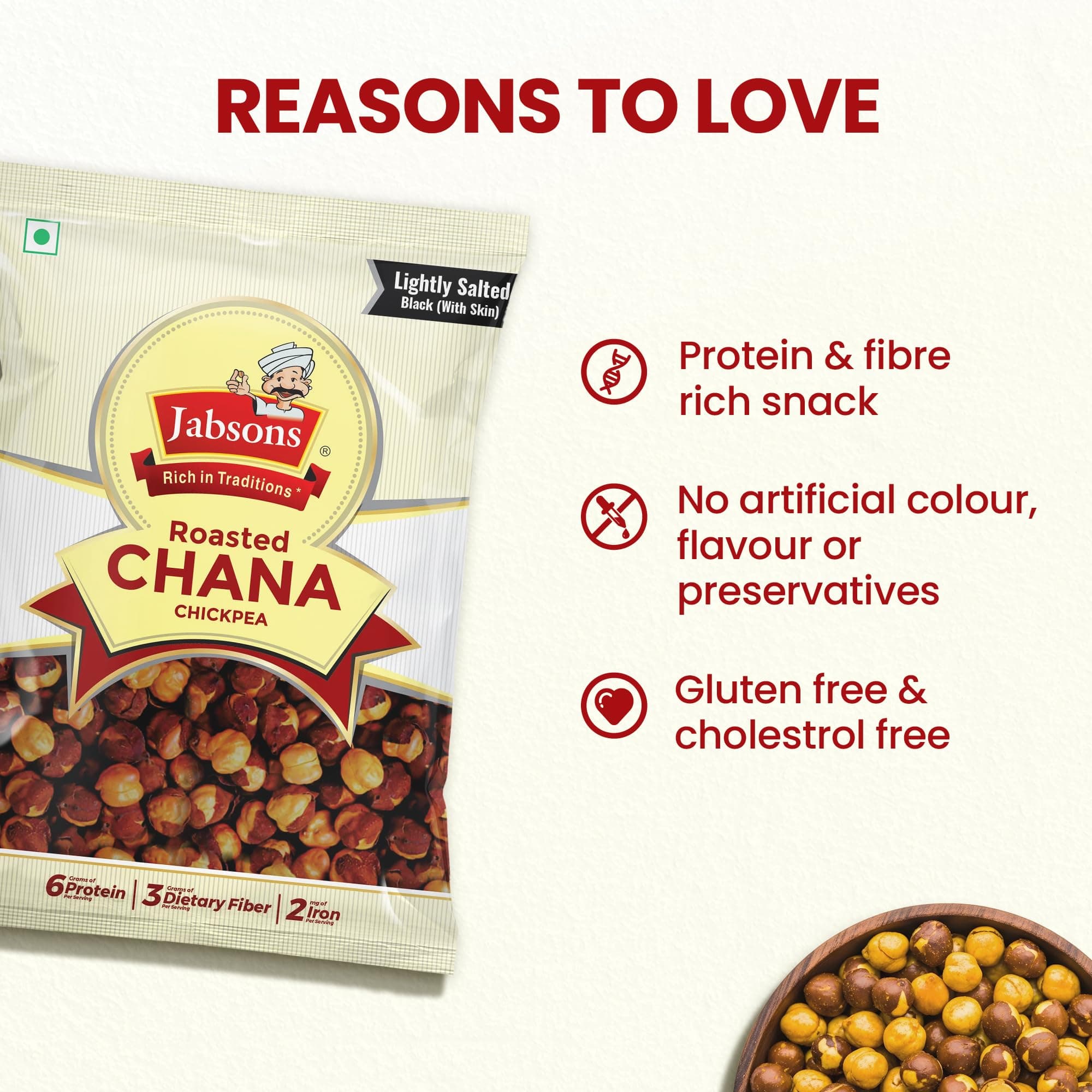 Jabsons Roasted Chana Mahabaleshwar Black, 200 gm|100% roast | No Onion No Garlic | Desi Roasted Chana Namkeen Snacks Gluten-Free | Crunchy Protein Snacks Bhuna Chickpea Ready to Eat Salted (Pack of 9) — image 6