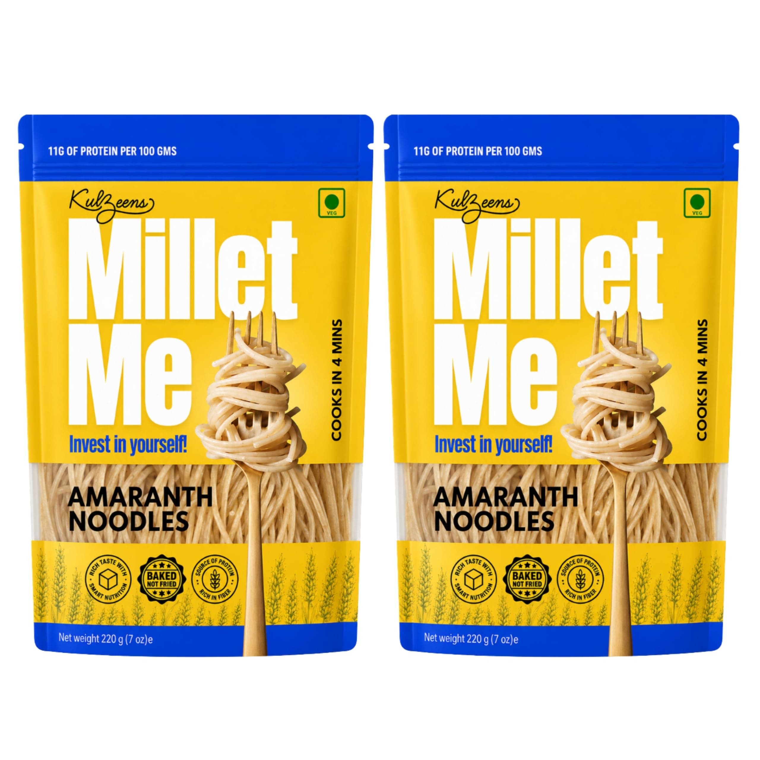 Millet Me by Kuizeens Amaranth Noodles - 220G (Pack of 2) | High-Protein | Gluten-Free Delight | Easy-to-Make | Made with Natural Amaranth Grain |Perfect for Weight Management | Jain | No Onion & Garlic — image 2