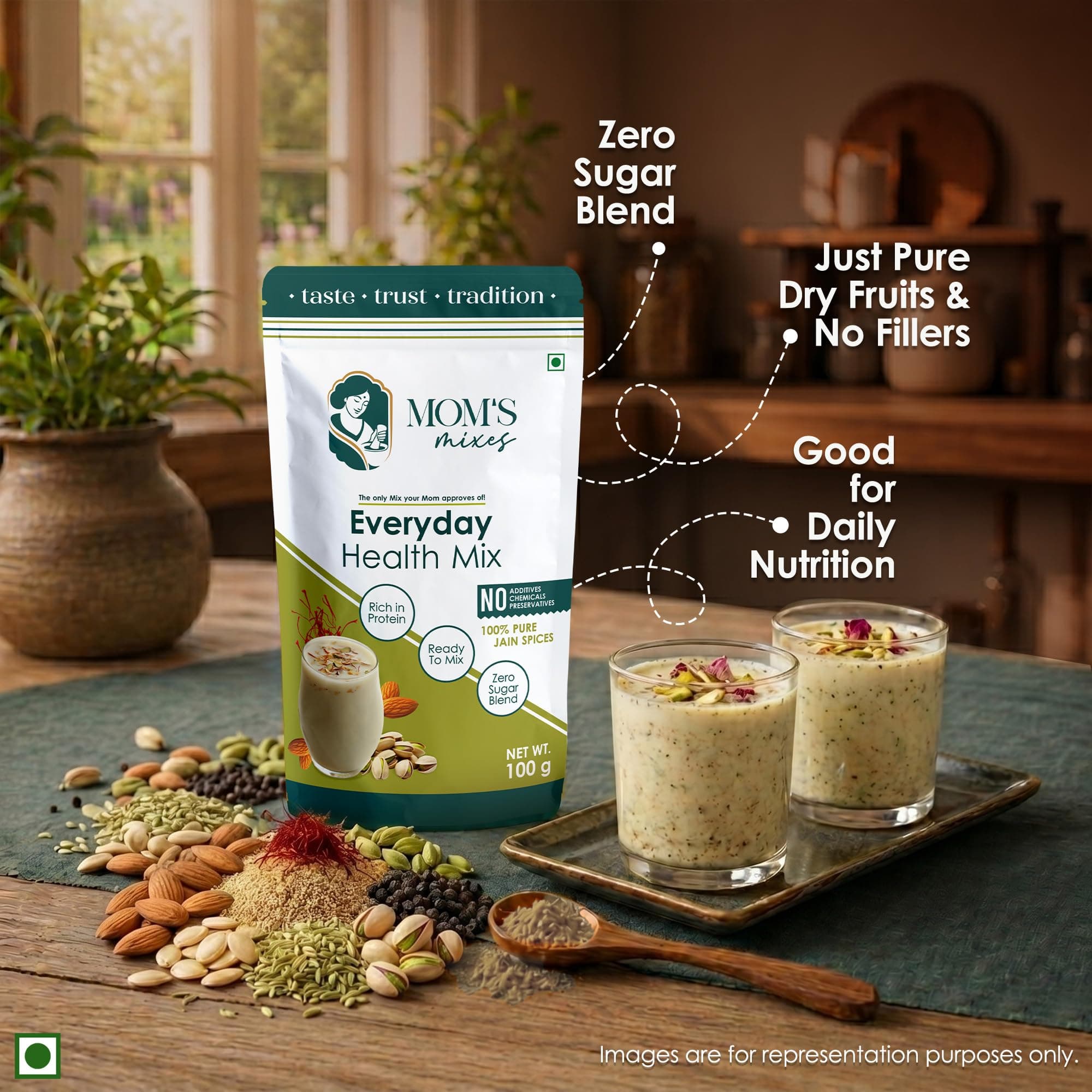 Mom’s Mixes Everyday Health Mix | Dry Fruits | 16g Natural Protein | Almonds, Pistachios & Seeds Blend | Pure Jain Mix | No Sugar | Semi-Solid Nutrient Mix | Pure Jain | No Preservatives | No MSG | Healthy Blend | 200g — image 5