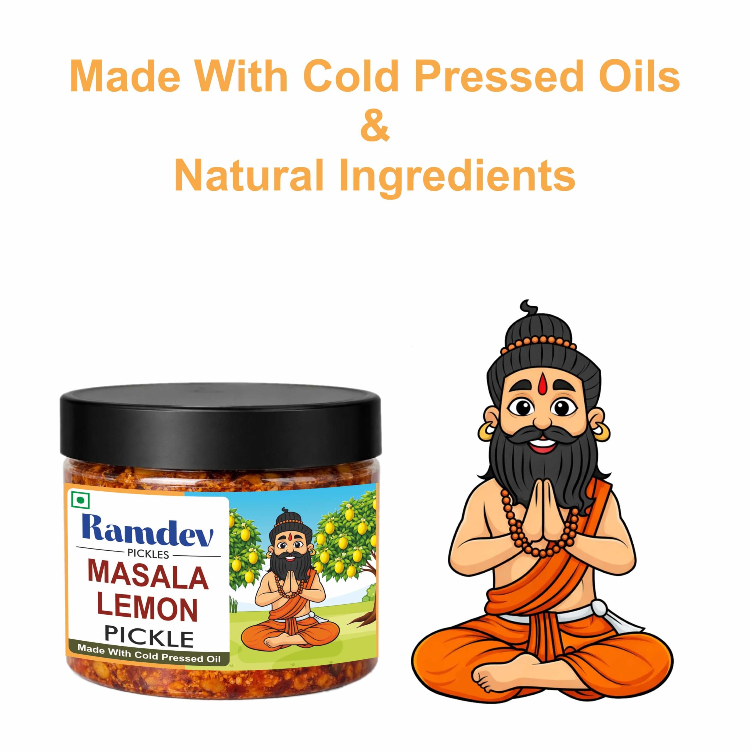 Ramdev Masala Lemon Pickle 350g Organic | Indian Homemade Nimbu ka Achar with No Onion & Garlic | Masala & Sour Oil-Free Pickle | Traditional Grandma-Style Recipe | Organically Processed — image 6