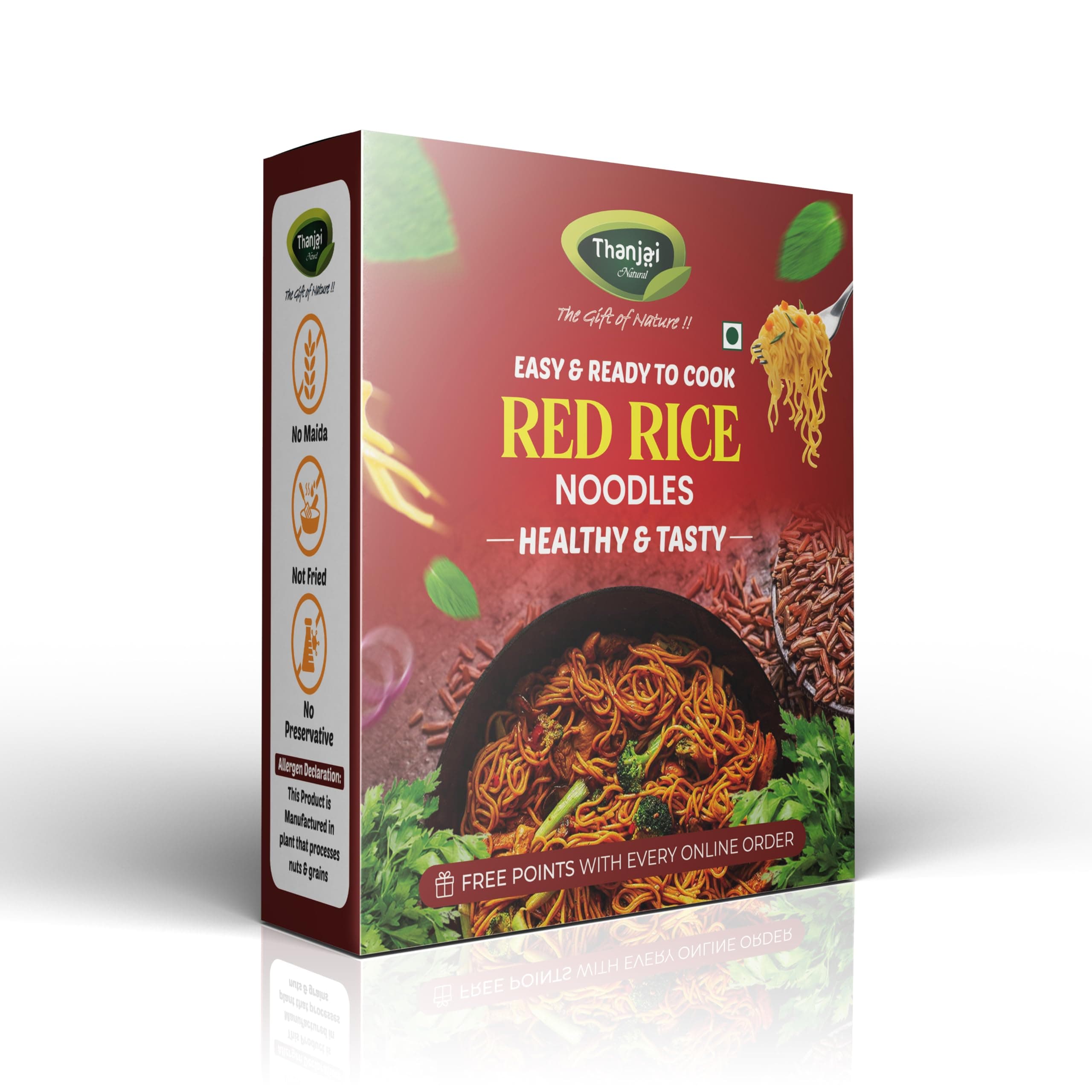 Thanjai Natural Red Rice Millet Noodles 180 Grams X 2 (360 Grams) Of Homemade Natural Millet Noodles(No Preservatives, No Chemicals, No Artificial Extract), Vegetarian — image 2