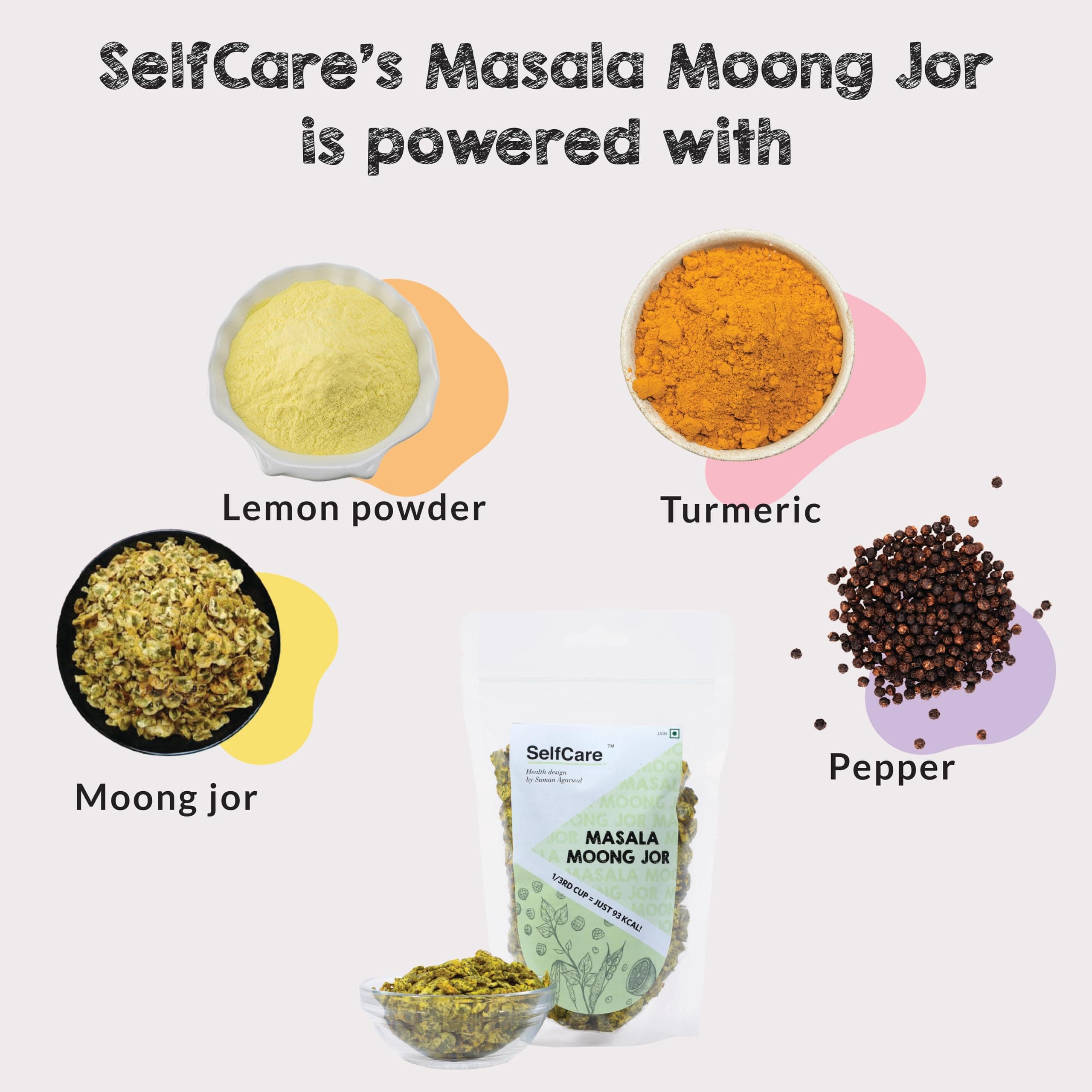 SelfCare By Suman Agarwal Masala Moong Jor Pack of 1 200g | Roasted - Vegan | Savoury - Snacks - Namkeen - Grocery | Spicy Crunchy & Chatpata - Tea time Snacking | Jain & Travel Friendly — image 2