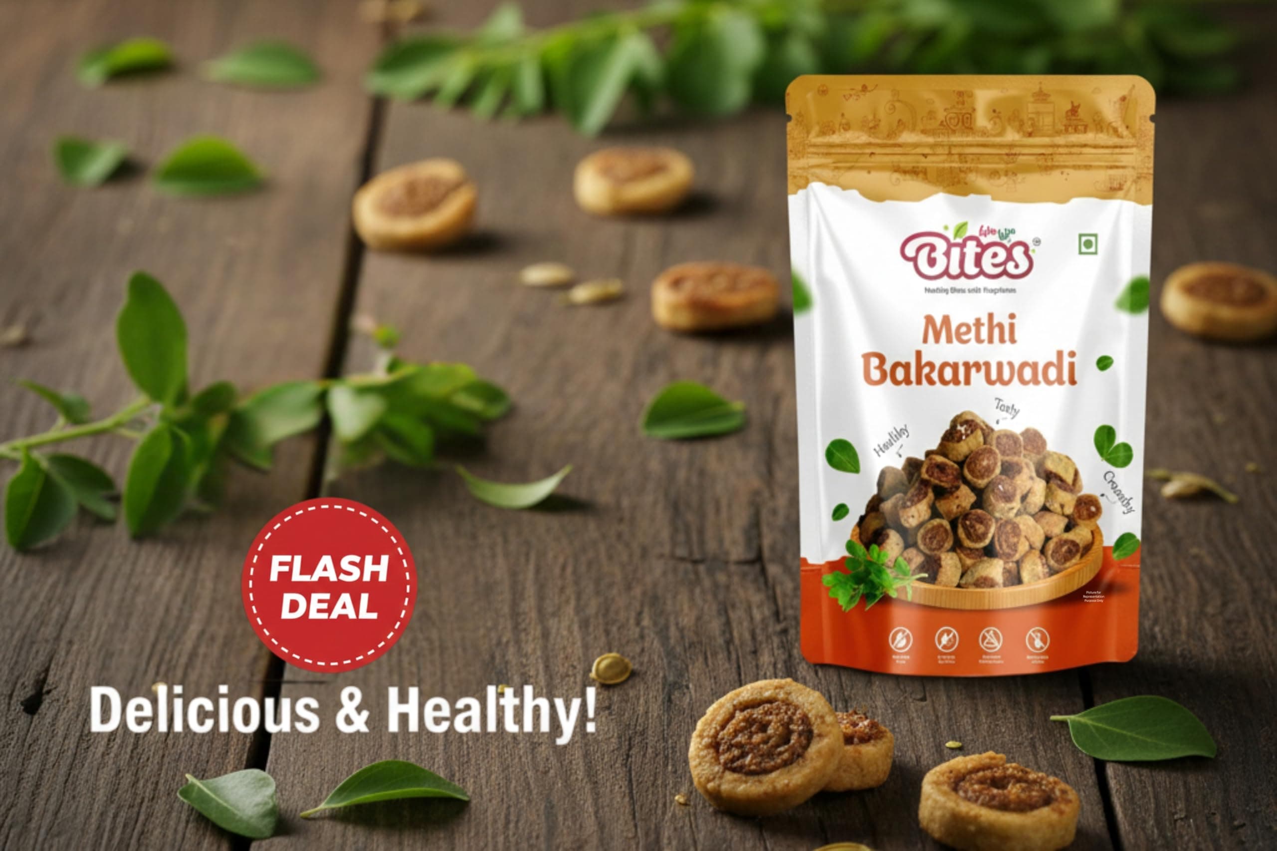 Win Win Bites Healthy Bites with Happiness Methi Bhakarwadi | Traditional Indian Snack | Crunchy & Spicy | Authentic Taste | No Onion No Garlic | 480 gm (3 x 160g Pack) — image 7
