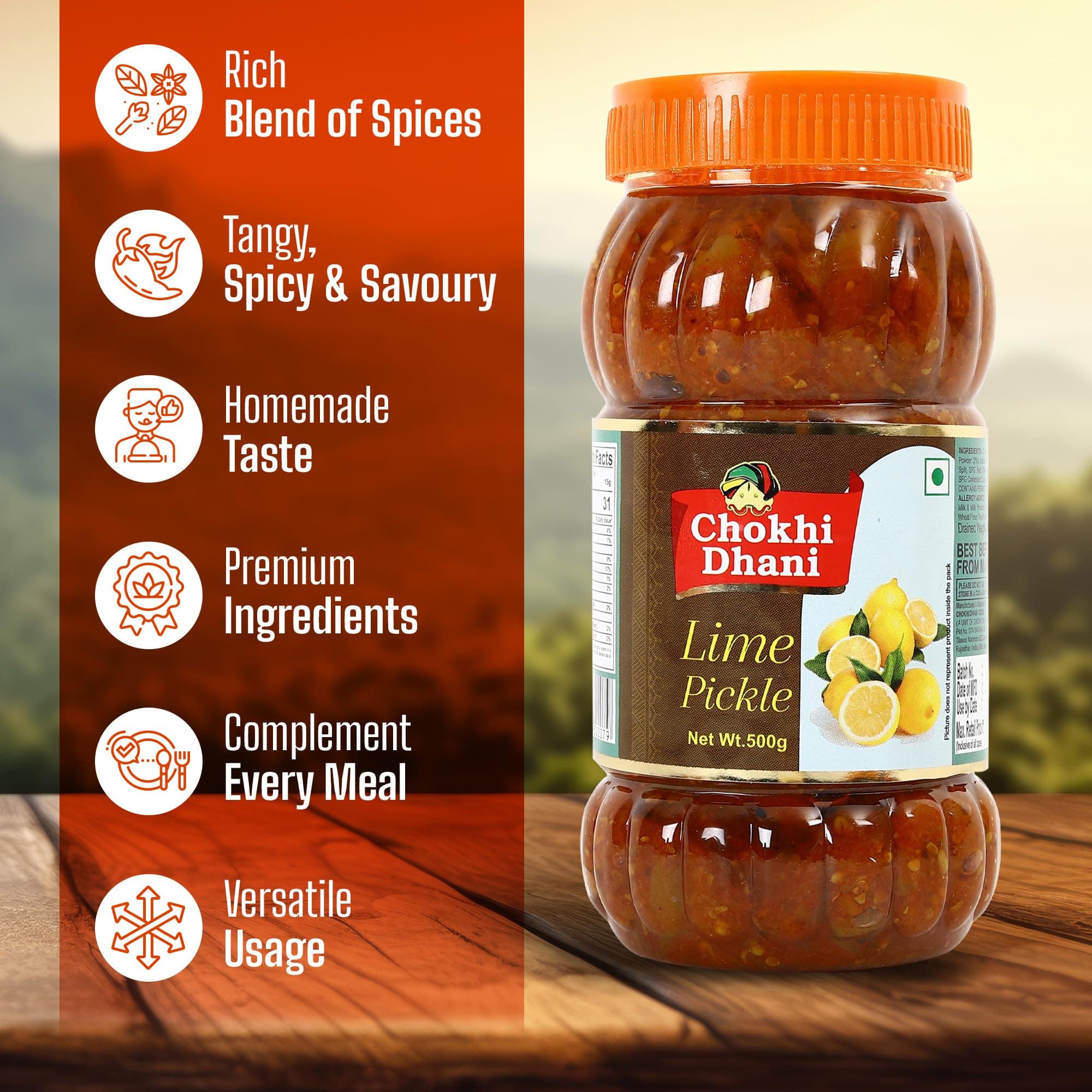 Chokhi Dhani Spicy Lime Pickle Pack of 2 (500g Each) | Nimbu Achar | Oil Free Lemon Pickle | No Onion No Garlic | Tangy & Spicy Indian Pickle | Homemade Taste — image 5