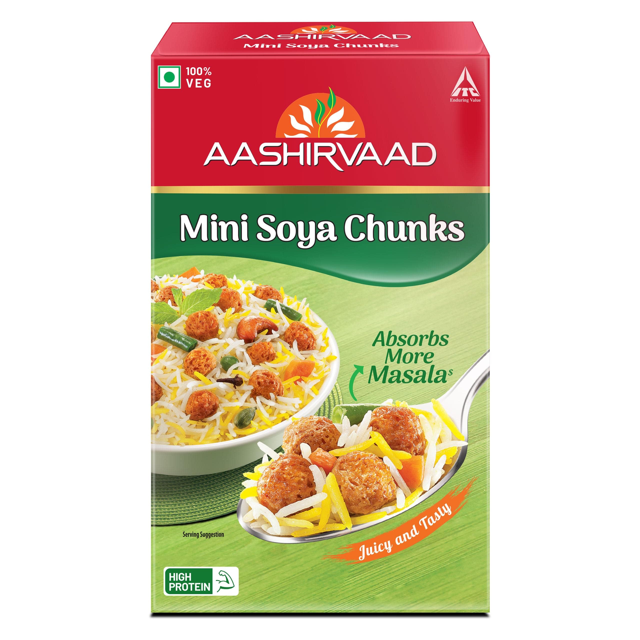 Aashirvaad Mini Soya Chunks, 100% Veg, Absorbs More Masala, Juicy & Tasty, High Protein, 200g Pack