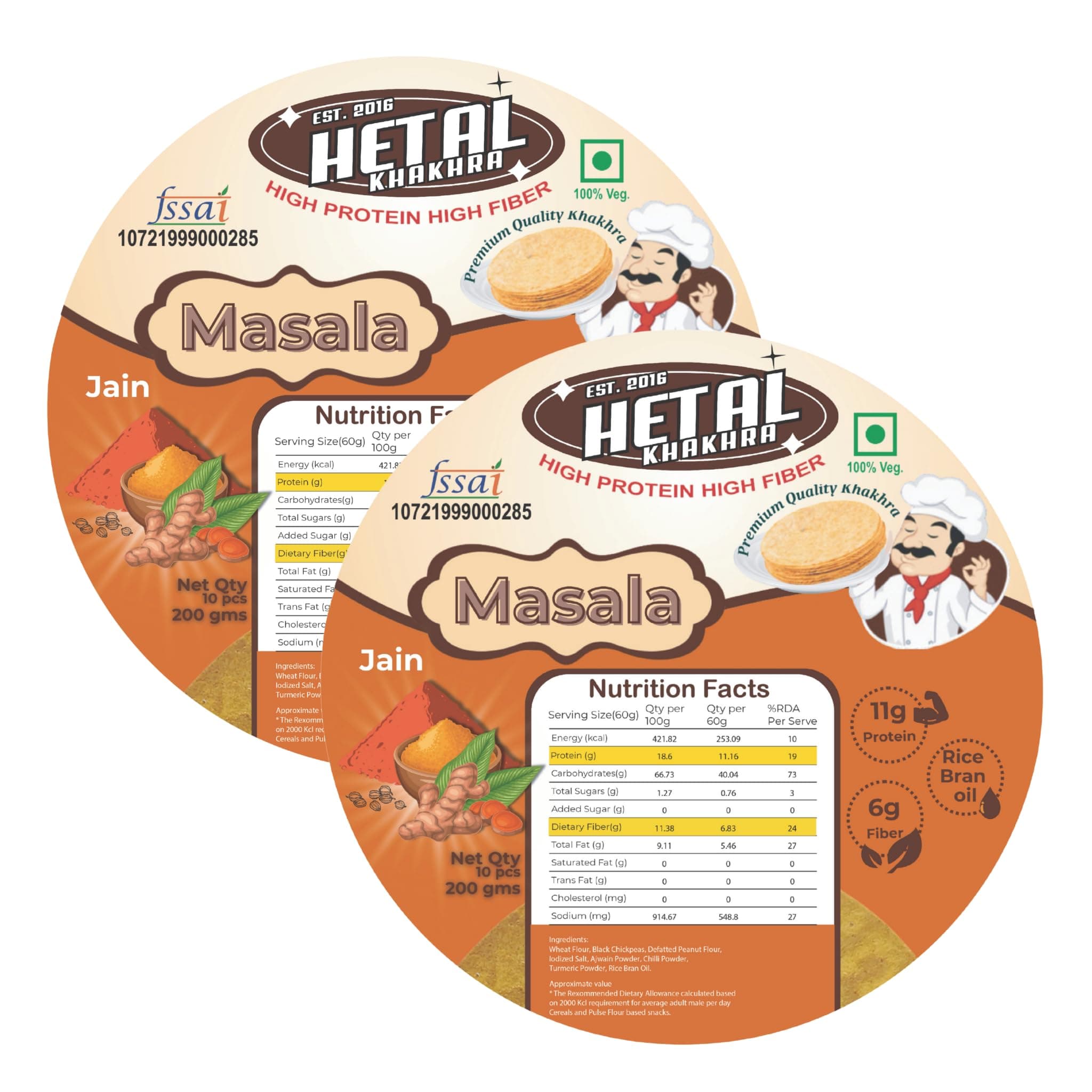 Masala Khakhra | JAIN | Crispy | Ready To Eat | High Protein High Fiber| No Palm Oil | 200g Vacuum Pack Of 2 — image 2