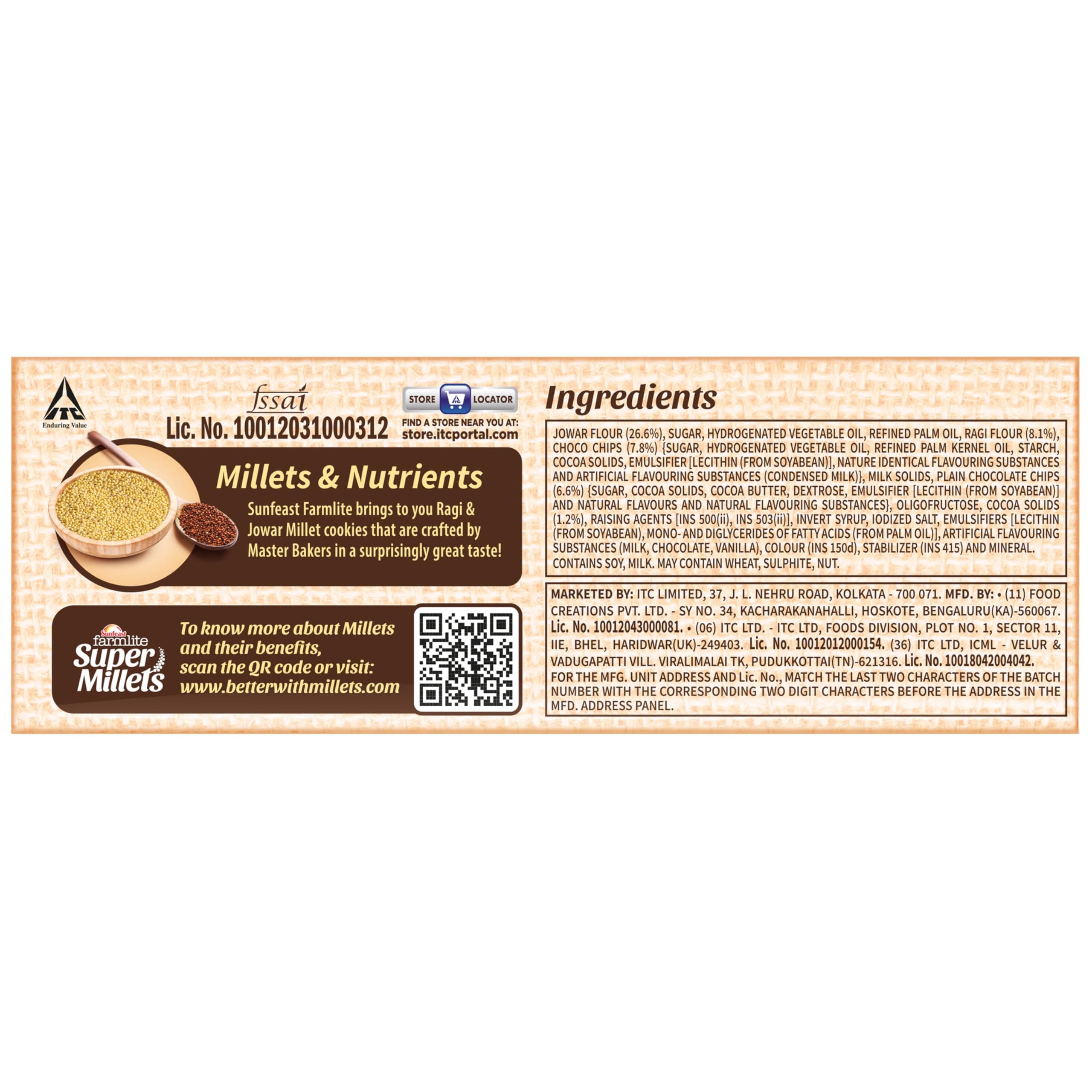 sunfeast Farmlite Super Millets Ragi and Jowar Chocochip Cookies, Delightfully Tasty & Crunchy, Made with No Added Maida, Millet Biscuits, 75g — image 10