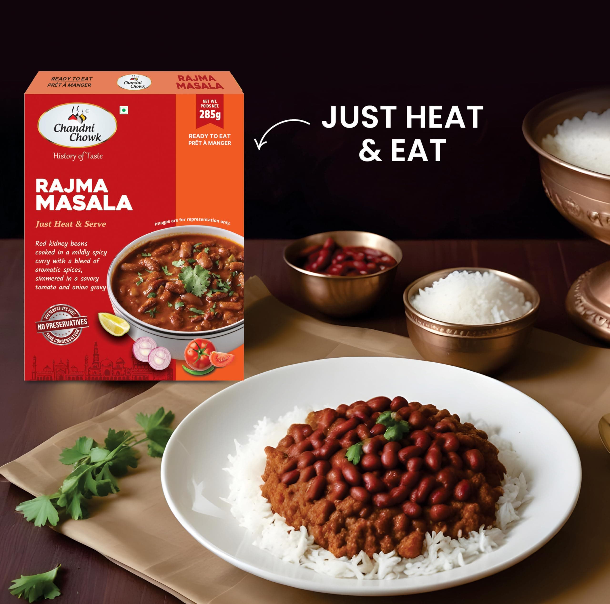 Chandni Chowk Ready to Eat Rajma Masala, Pure Veg, Just Heat and Serve | Restaurant Style Ready to Cook Rajma Masala | No Preservatives Or Artificial Colors | 285gm Pack of 1 — image 7