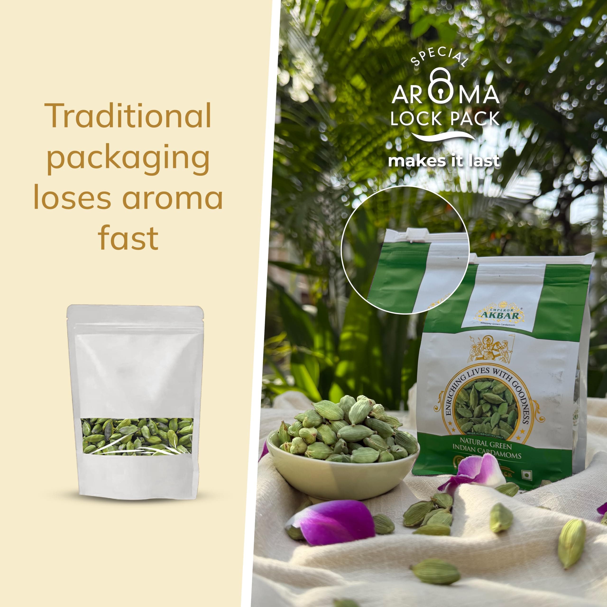 Emperor Akbar Alleppey Whole Green Cardamom 7–8mm | Premium Kerala Elaichi | Long-Lasting Aroma | 100% Natural & Handpicked | Antioxidant-Rich Spice for Tea, Cooking & Desserts | 50g | Pack of 1 — image 5