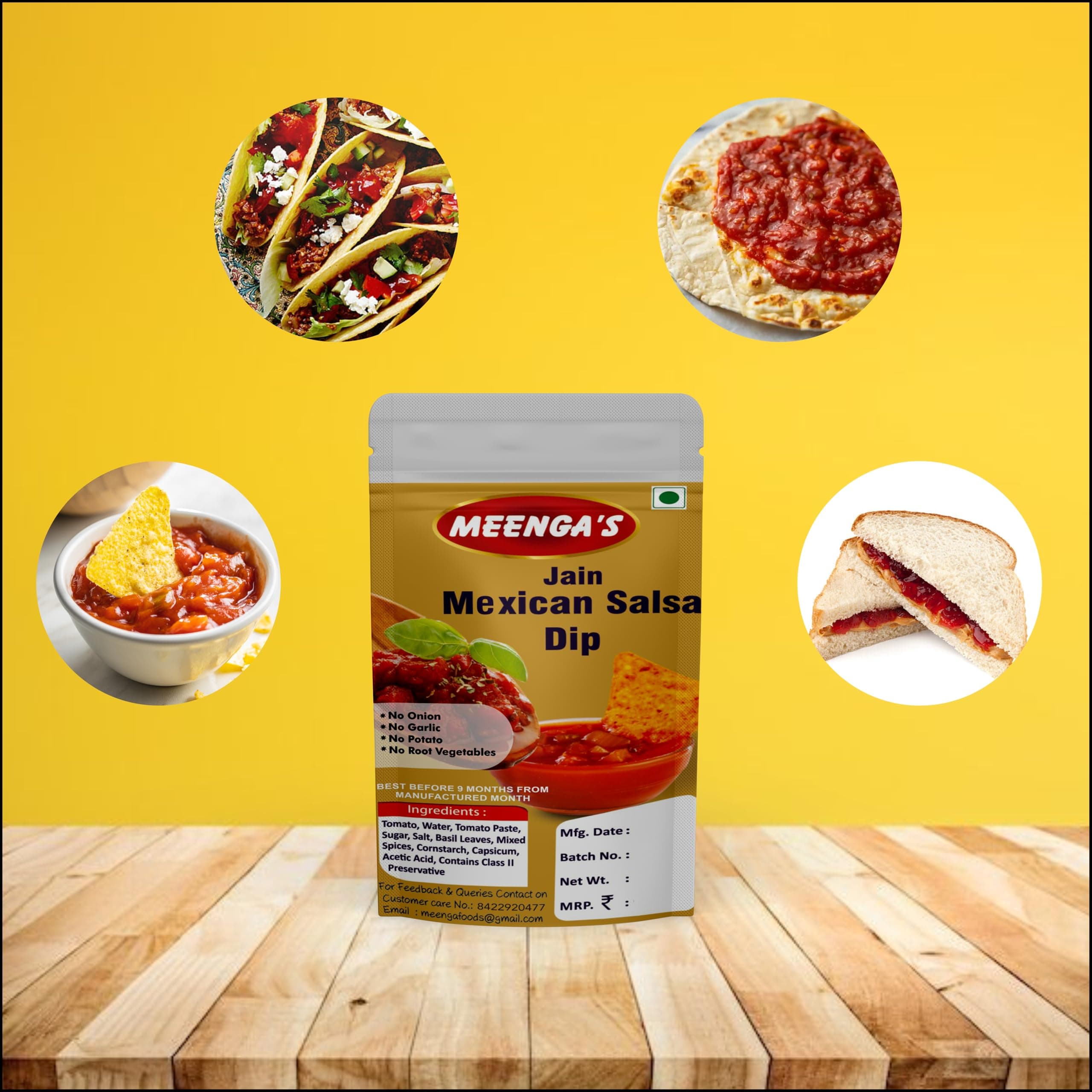 MEENGA’s Homely Made Jain Mexican Salsa Dip 225g | Perfect Dip for Nachos, Chips and Snacks | No Onion No Garlic | 100% Jain-Friendly | Natural Ingredients | Fresh & Tangy Ready-to-Eat Salsa — image 5