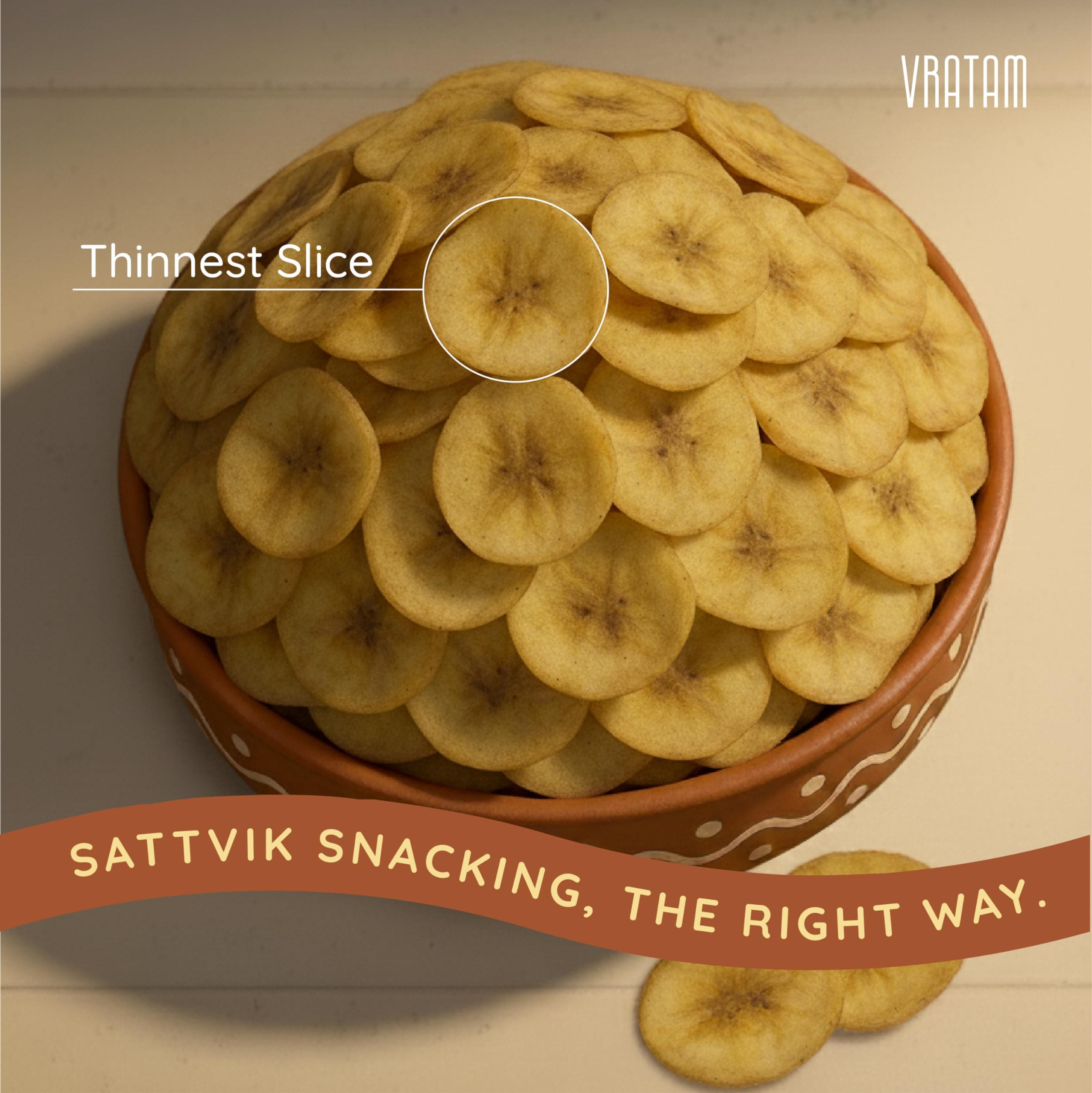 Vratam Banana Chips | Thinnest Fasting Wafers for Navratri | Pure Vrat Friendly Sendha Namak Banana Chips | No Onion No Garlic No Palm Oil | Healthy Jain Friendly Snacks Namkeen | 110G (pack of 1) — image 4
