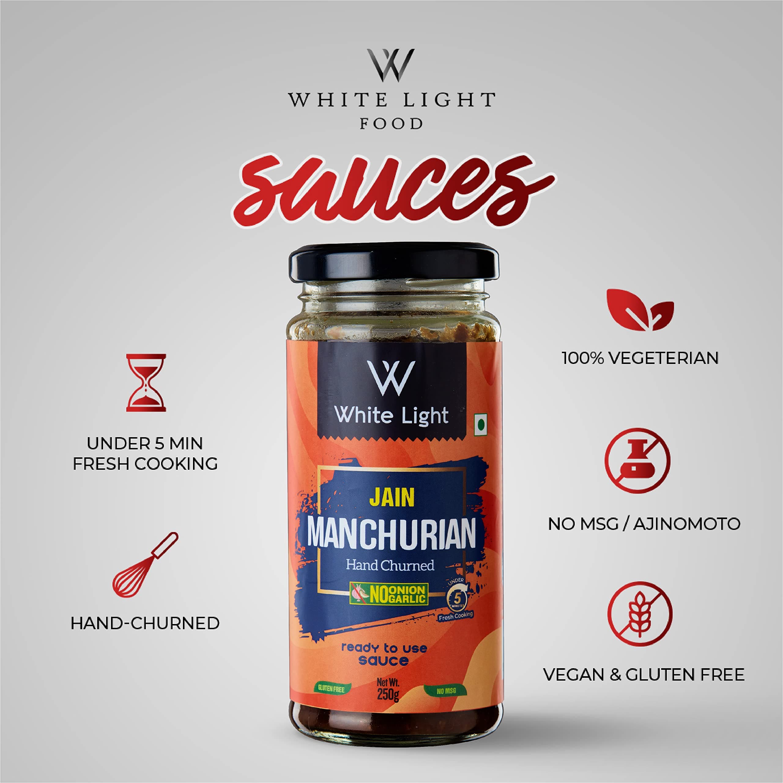 White Light Jain Manchurian Sauce | No MSG / Ajinomoto | Vegan | No Onion No Garlic | Gluten Free |250gms — image 4