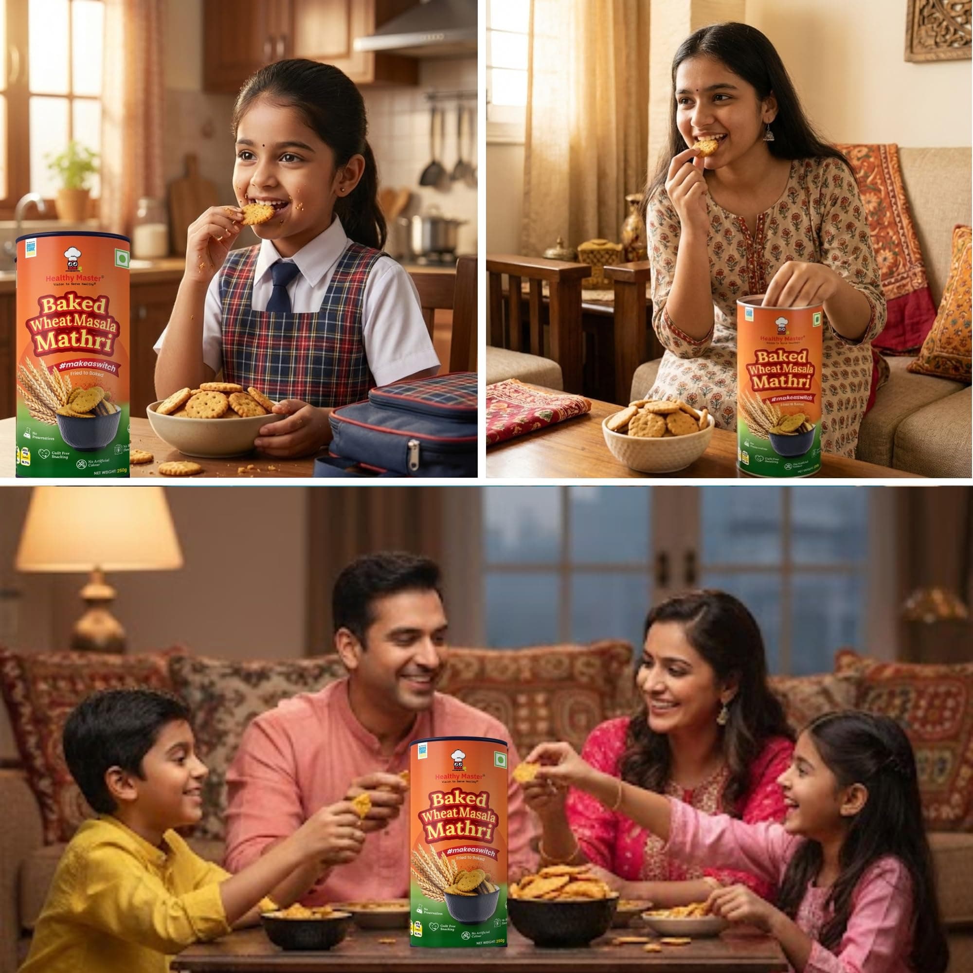 Healthy Master Baked Wheat Masala Mathri 250g | No Maida | No Palm Oil | Crispy Crunchy Healthy Snack | 100% Wheat | Namkeen Mathi — image 7