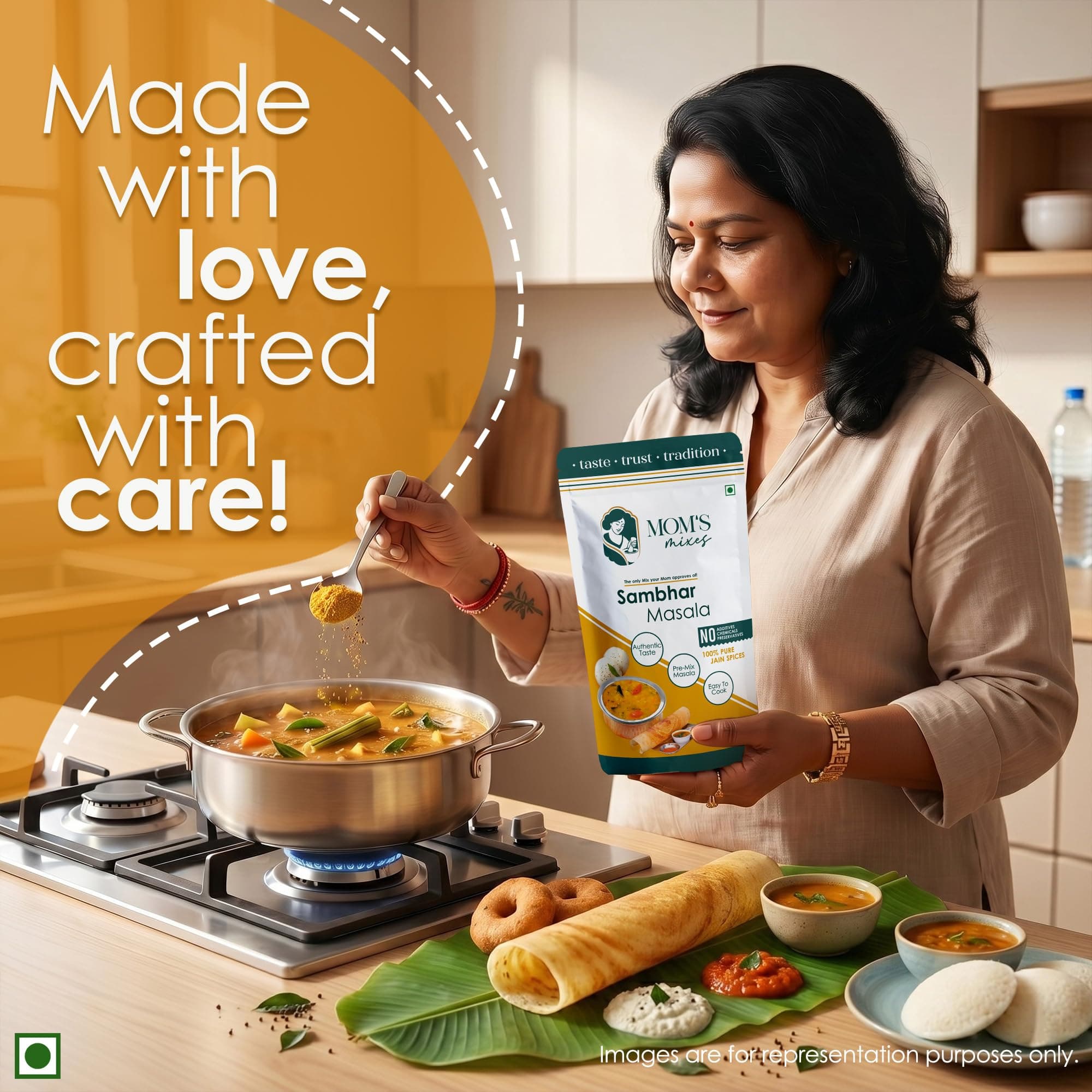 Mom’s Mixes Sambhar Masala (Sambhar Powder) | Pre-Mix Masala | No Onion No Garlic (Jain Friendly) | Authentic South Indian Taste | No Preservatives | 200g — image 5