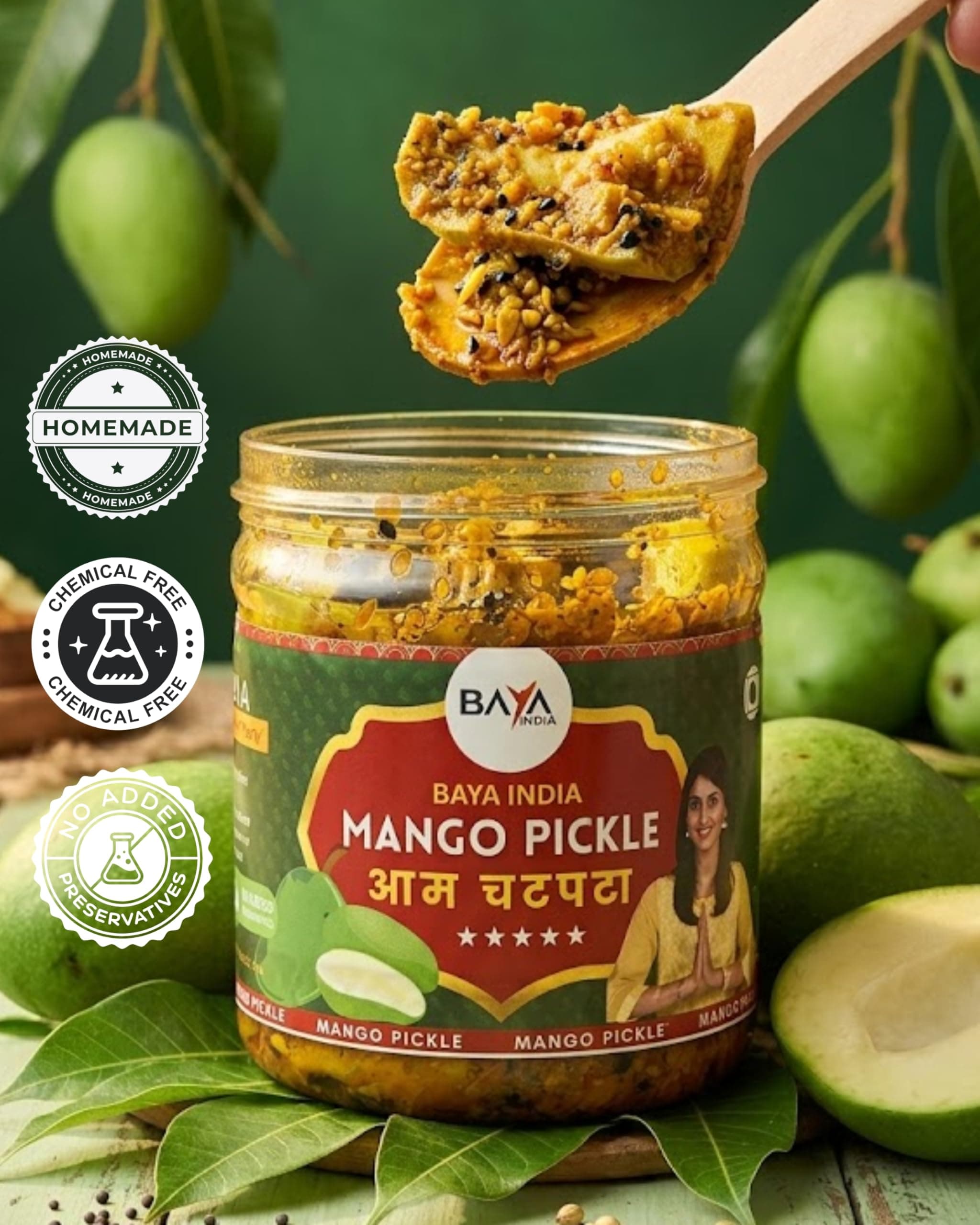Baya India Mango & Jackfruit Pickle Combo | Homemade Aam aur Kathal ka Achar | Tangy & Flavorful Pickle | Made with Mustard Oil | No Added Preservatives | No Garlic No Onion | 350g each — image 6