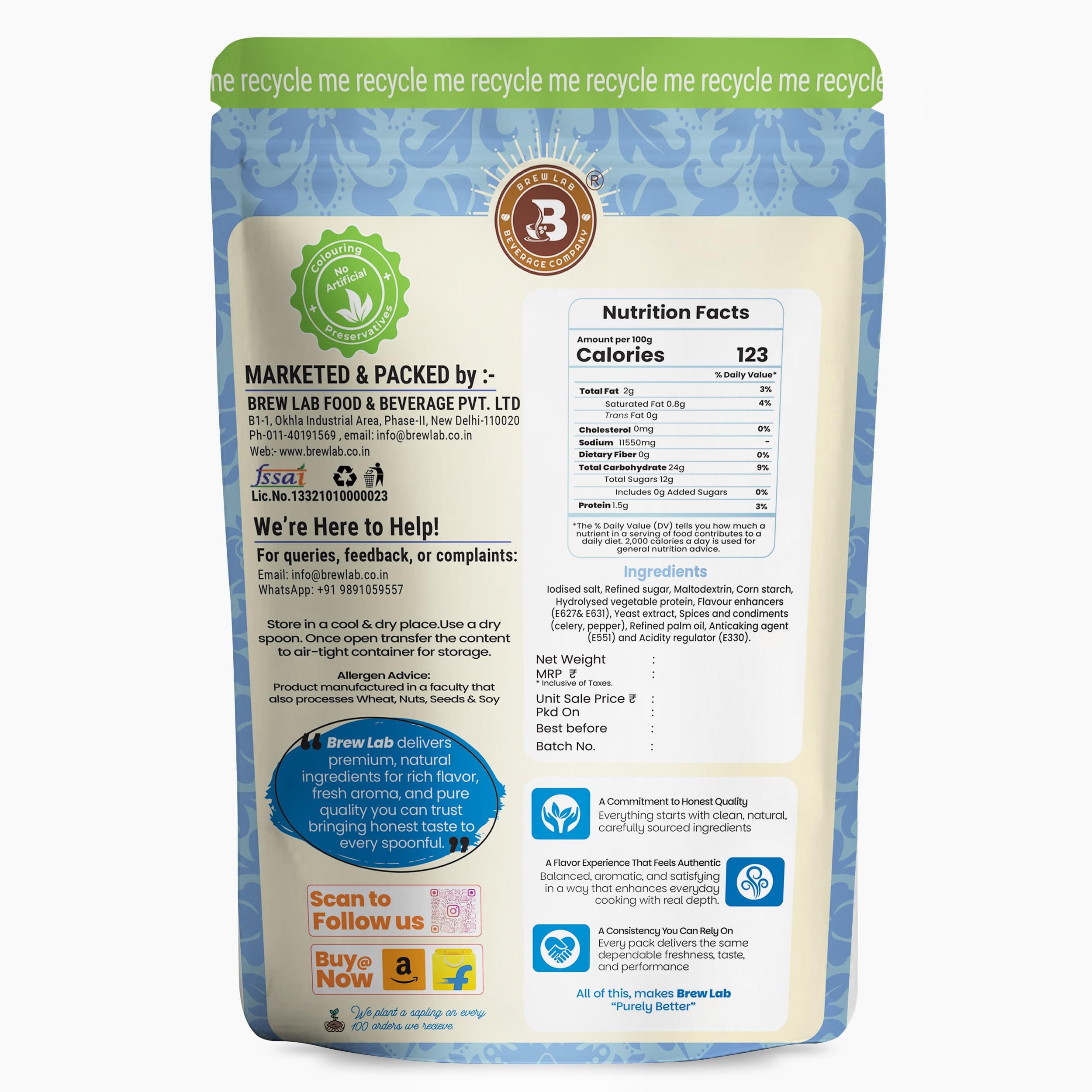 Brew Lab No Onion No Garlic Bouillon & Broth Powder, 500g, Instant Vegetable Stock, Plant-Based, Jain-Friendly, Umami Seasoning for Soups, Gravies & Cooking — image 2