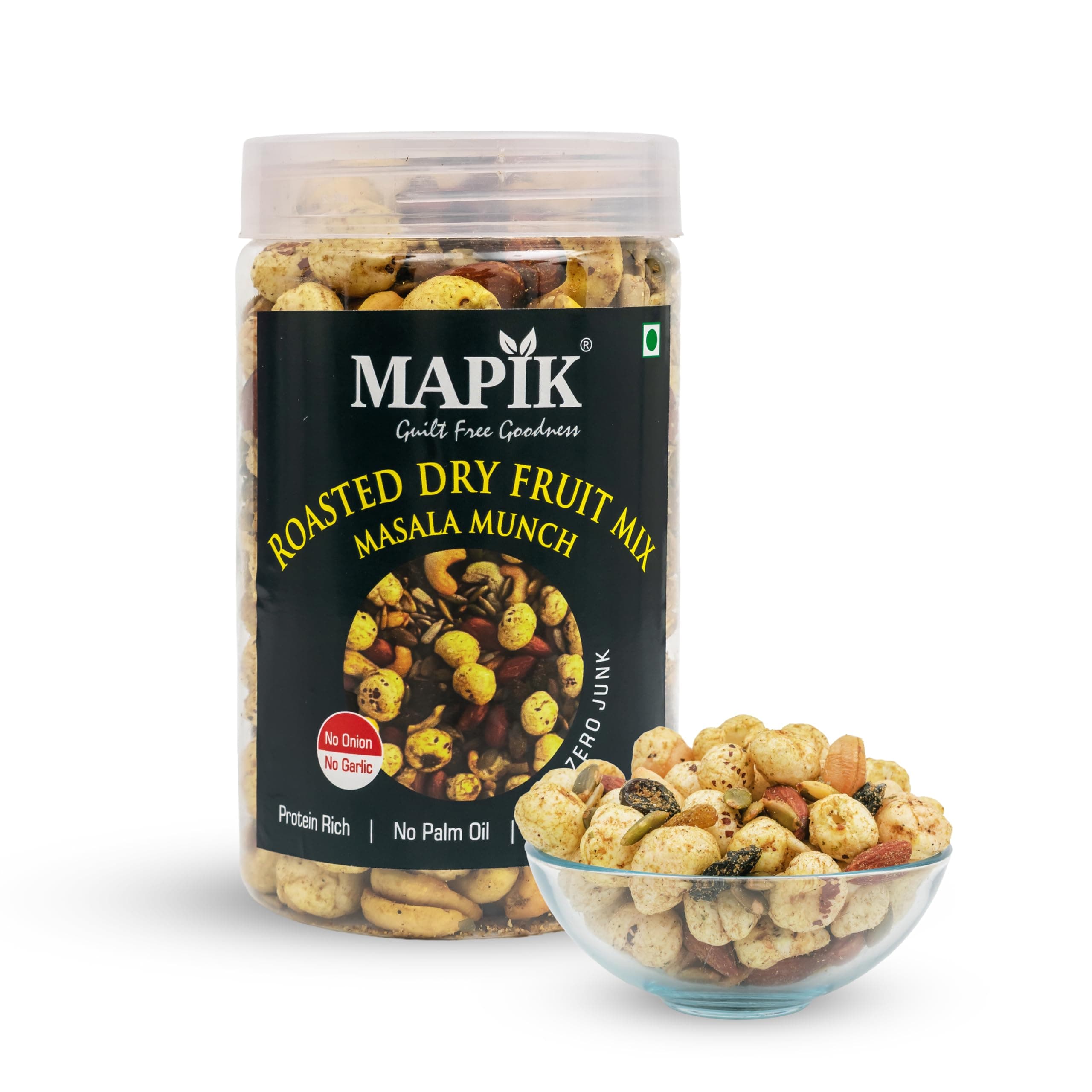 Mapik Roasted Dry Fruits Mix Masala Munch | Premium Trail Mix | Almond,Cashew,Seeds,Makhana & Dried Fruits | High Protein Crunchy Snack | No Palm Oil No Preservatives(200g)