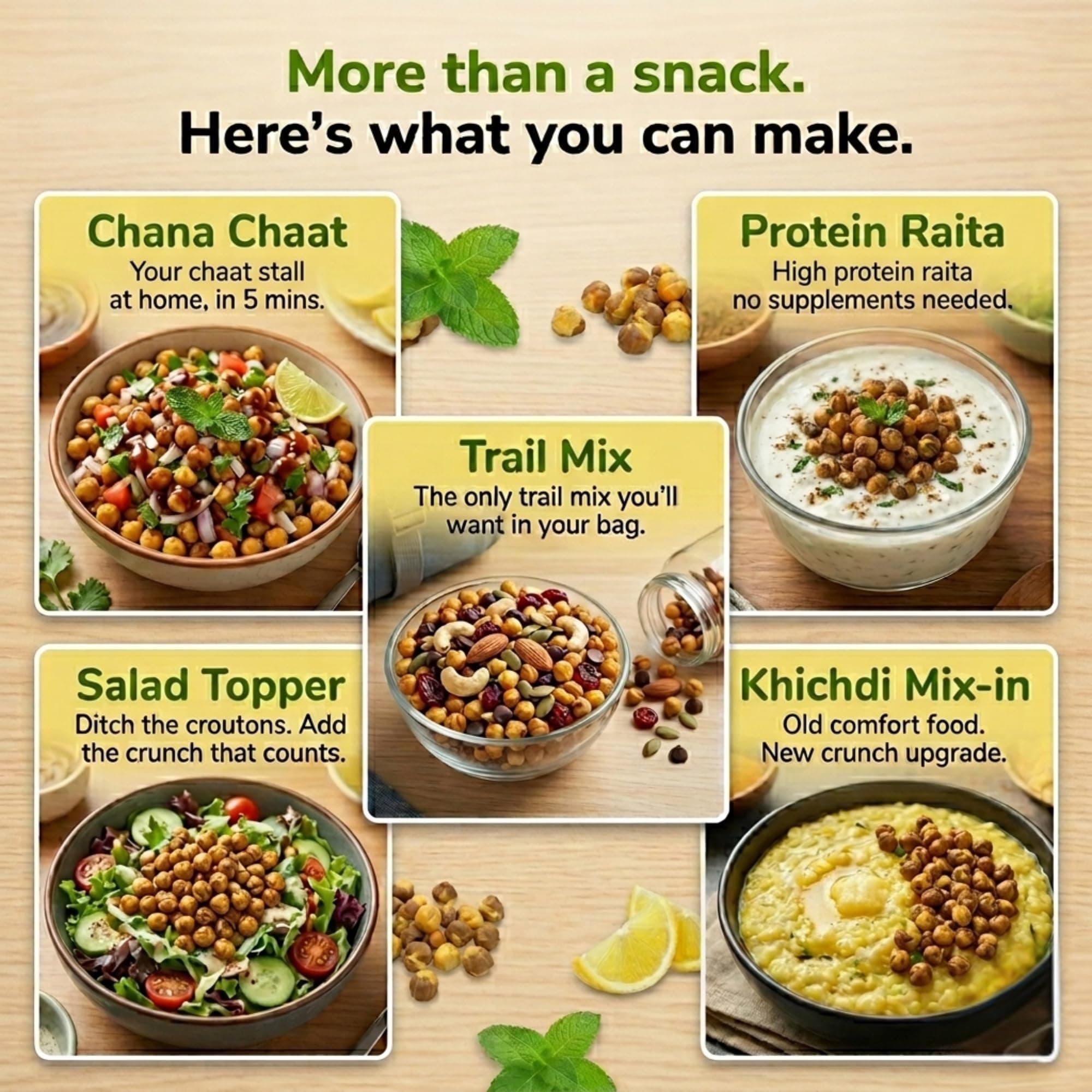 Double Hans Nimbu Pudina Roasted Chana, Desi Chickpeas with Skin, Non Fried Crunchy, High Protein, No Onion No Garlic, Gluten Free Vegan Namkeen, Lemon Mint Flavoured, Ready to Eat Snacks, 500gm — image 7