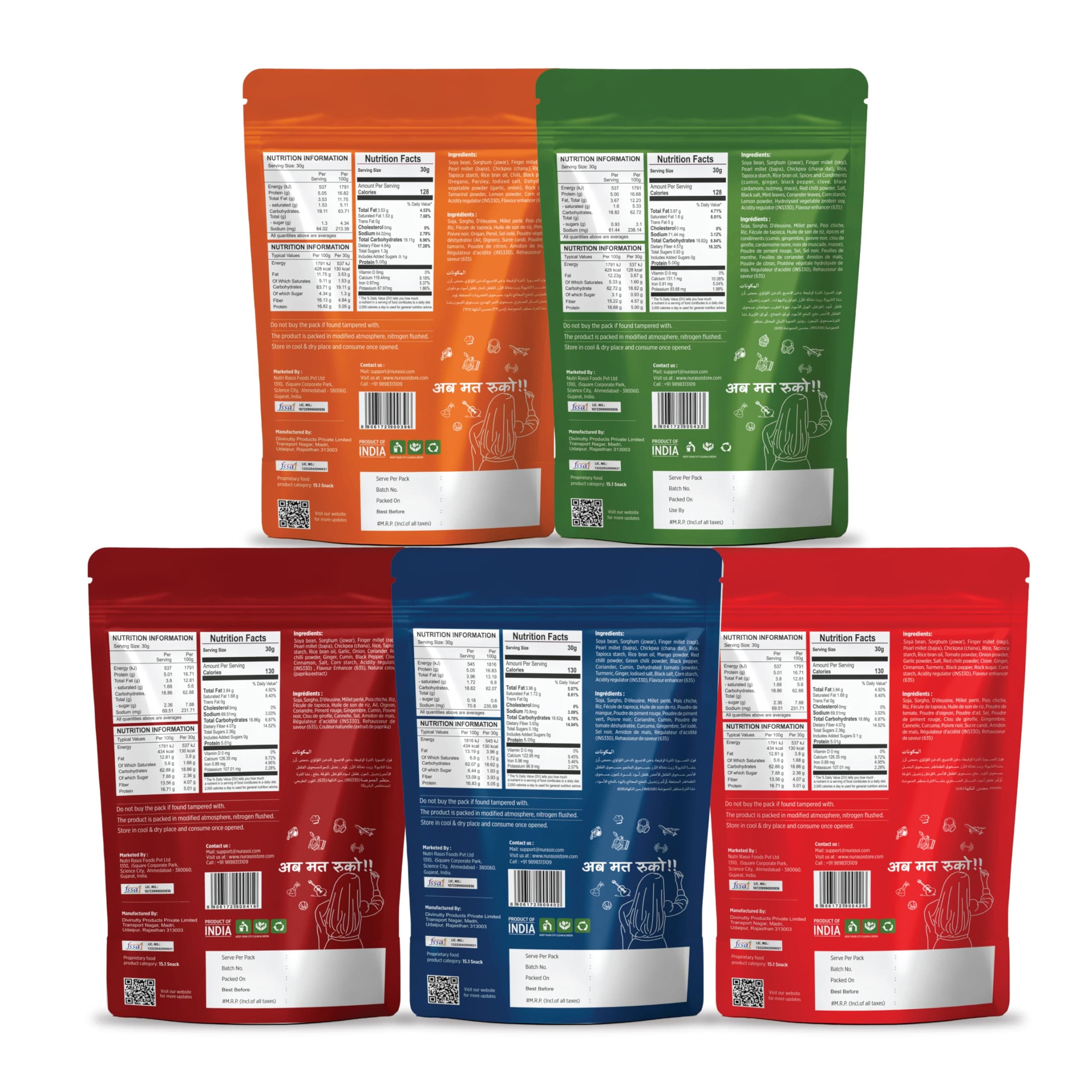 Vyndo Soya Chalks (Soya Sticks) Combo – Pack of 5 (100g Each) | Millet-Based, Protein Rich, Gluten-Free, Non-Fried, No Palm Oil | Crunchy Healthy Energy Snacks – Tomato, Peri Peri, Masala, Green Chutney, Tandoori. — image 3