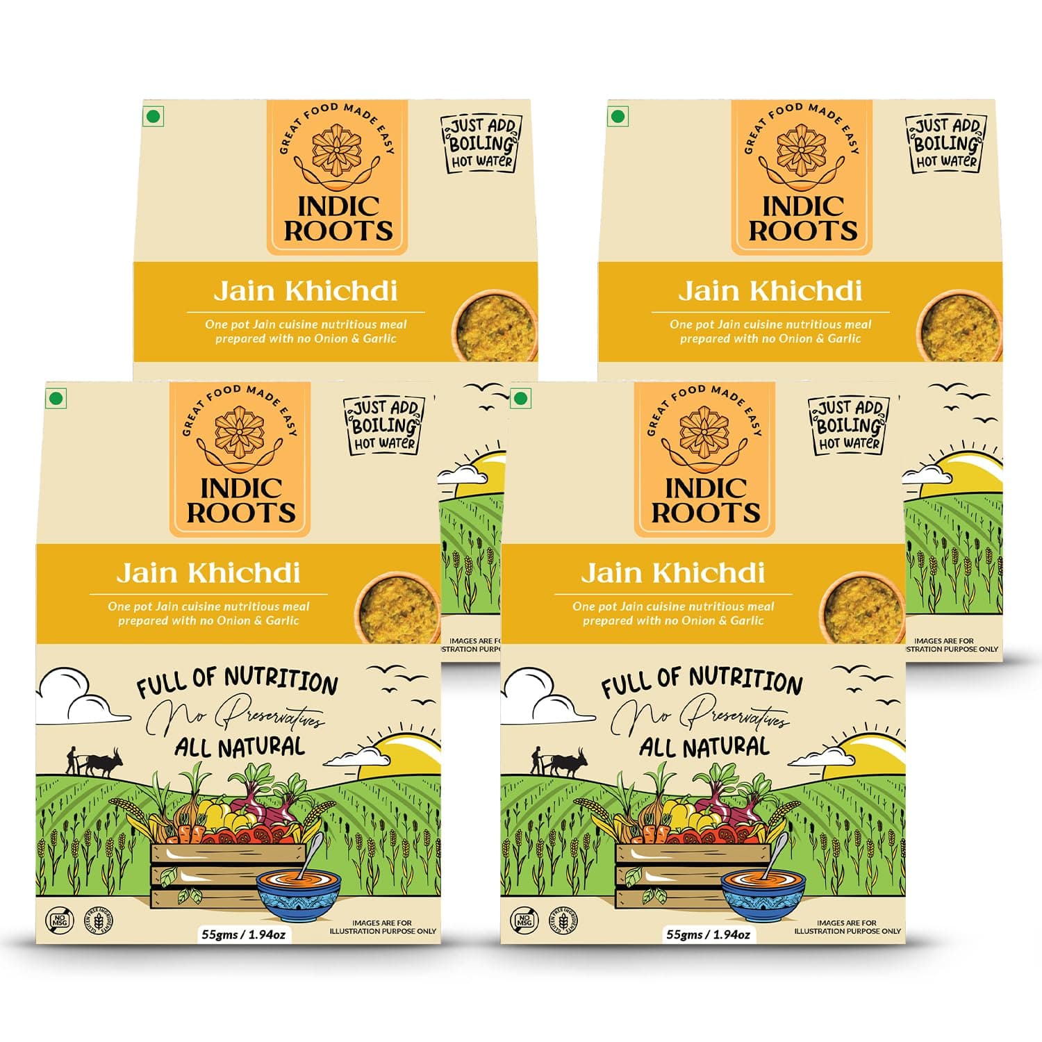 Indic Roots Jain Khichdi |Instant Ready to Eat Full Meal |No Preservatives, All Natural, Packed Food with no Onion Garlic |Gluten Free MRE Food - 55 gm (Pack of 1) — image 5
