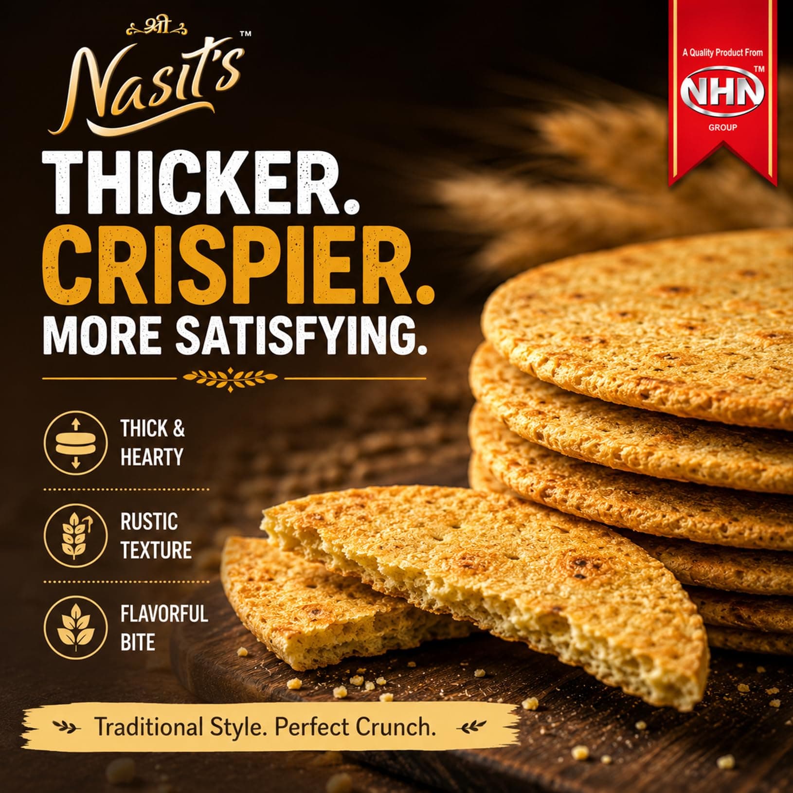 Nasit’s Bhakhri | Thick & Crispy Gujarati Breakfast Snack | Ready to Eat Traditional Bhakhri | Available in Multiple Flavors (Chilli Coriander) — image 4